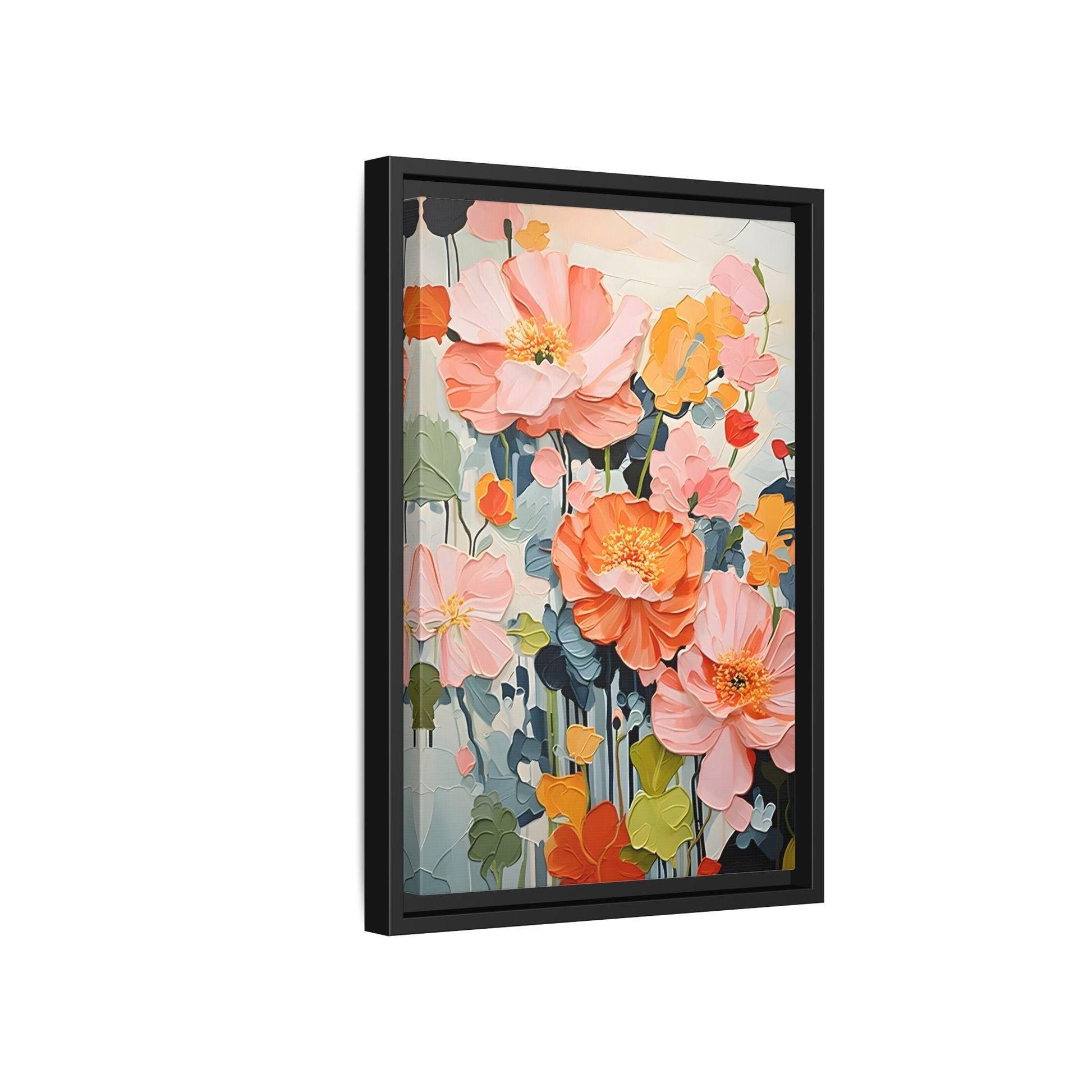 Large Colorful Floral Framed Canvas - Vibrant Flower Wall Art Print