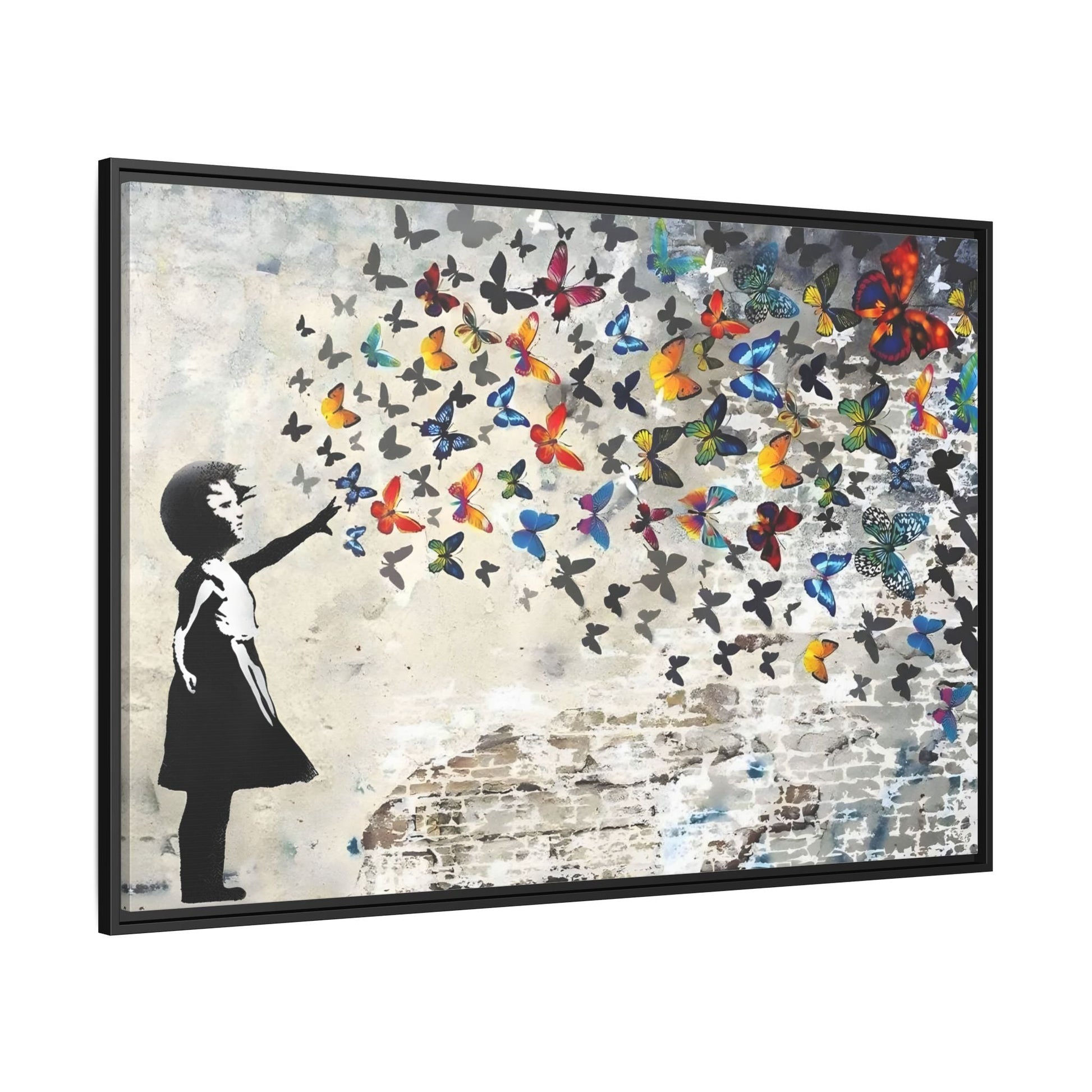Large Framed Banksy Butterfly Girl Canvas Wall Art Prints
