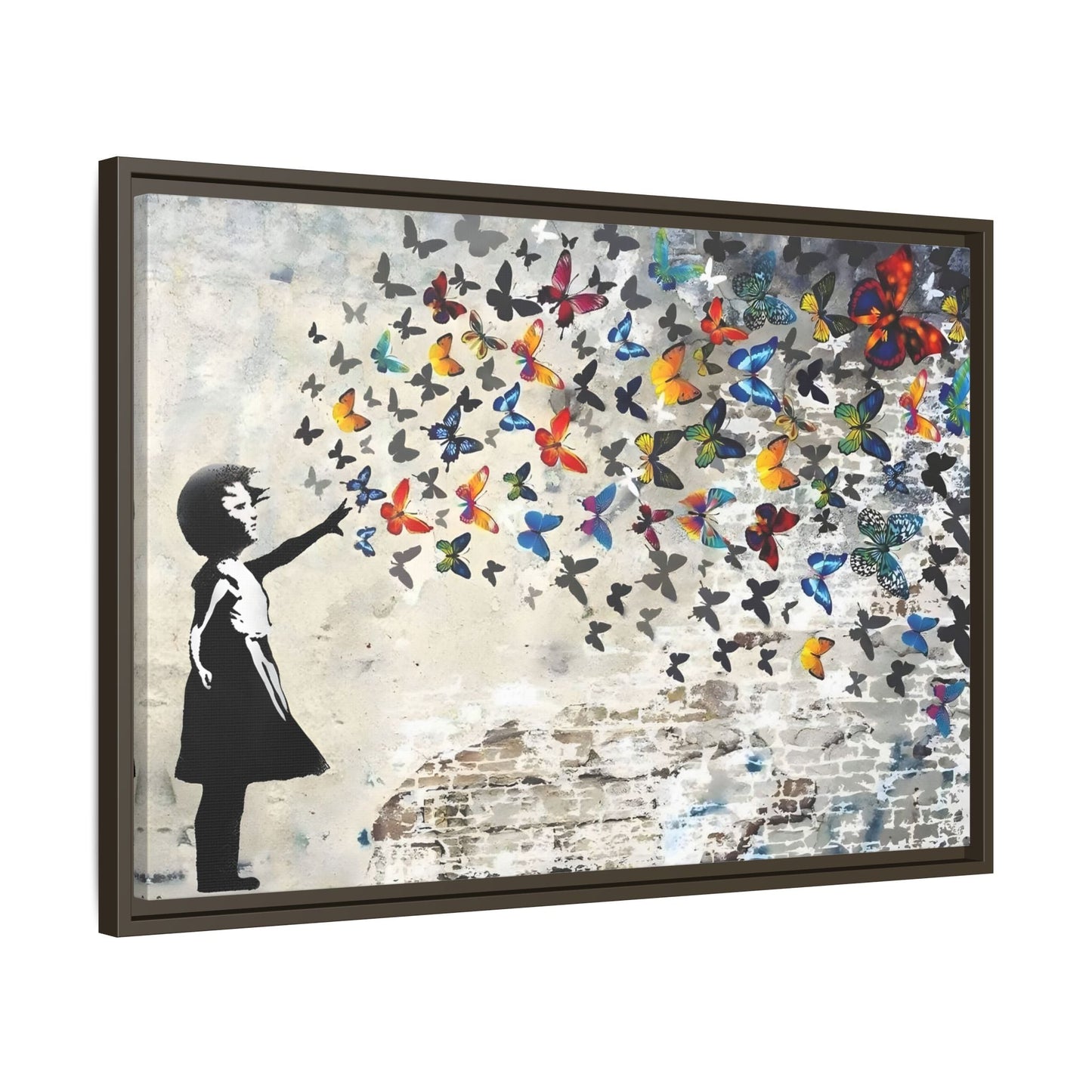 Large Framed Banksy Butterfly Girl Canvas Wall Art Prints