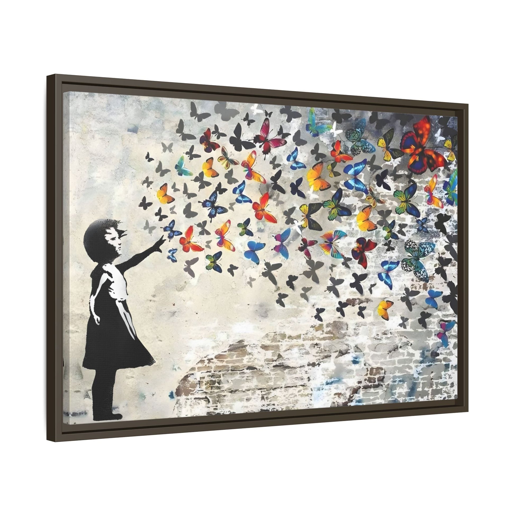 Large Framed Banksy Butterfly Girl Canvas Wall Art Prints