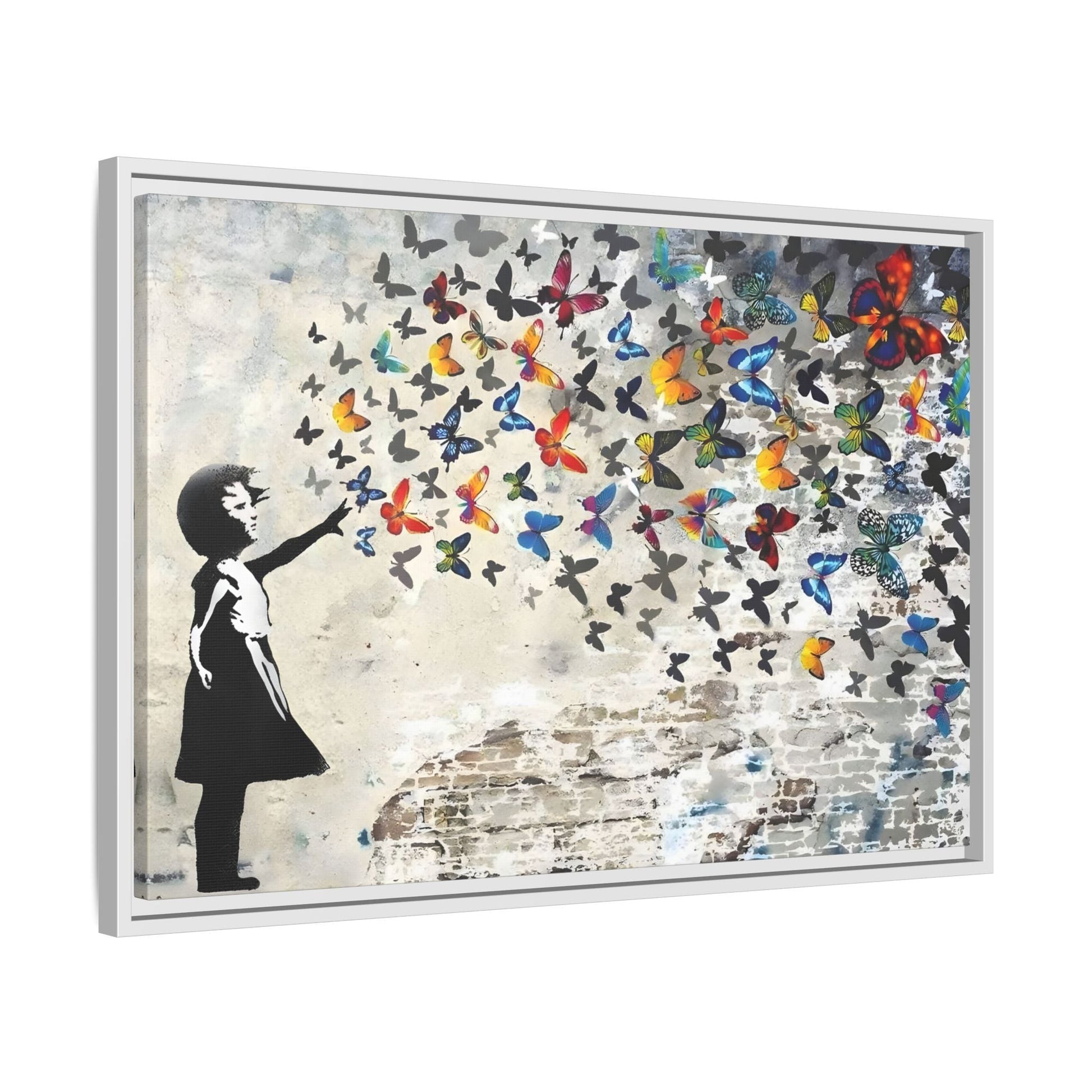 Large Framed Banksy Butterfly Girl Canvas Wall Art Prints