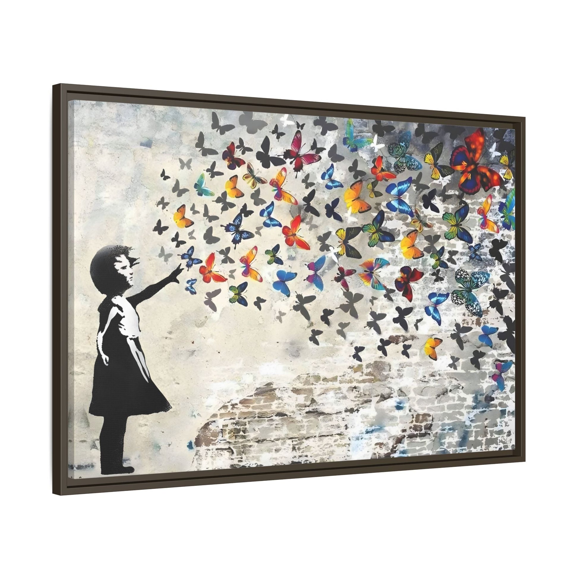 Large Framed Banksy Butterfly Girl Canvas Wall Art Prints