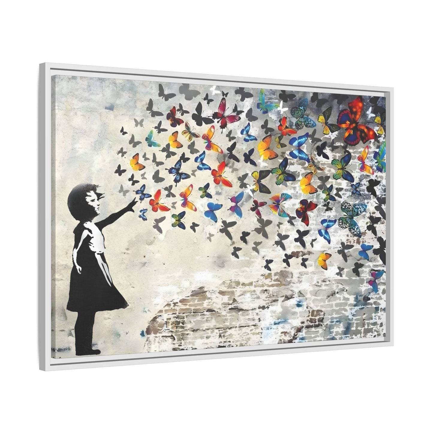 Large Framed Banksy Butterfly Girl Canvas Wall Art Prints