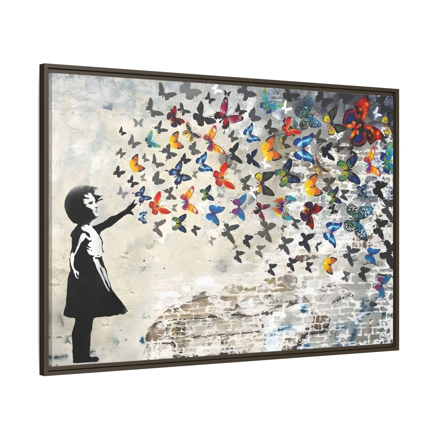 Large Framed Banksy Butterfly Girl Canvas Wall Art Prints