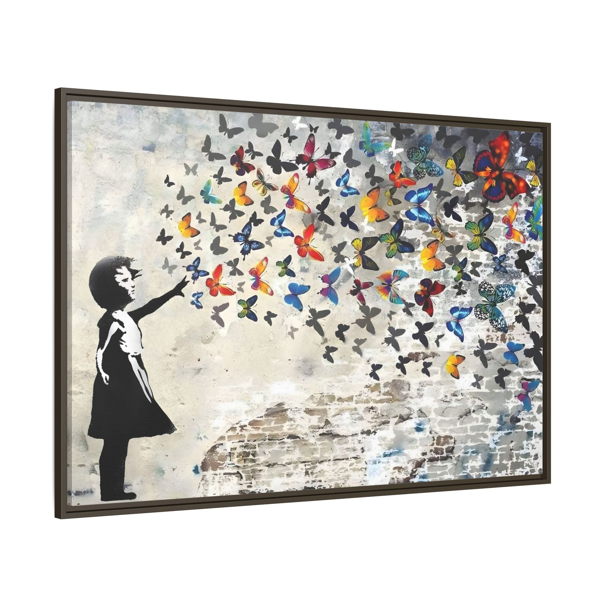 Large Framed Banksy Butterfly Girl Canvas Wall Art Prints
