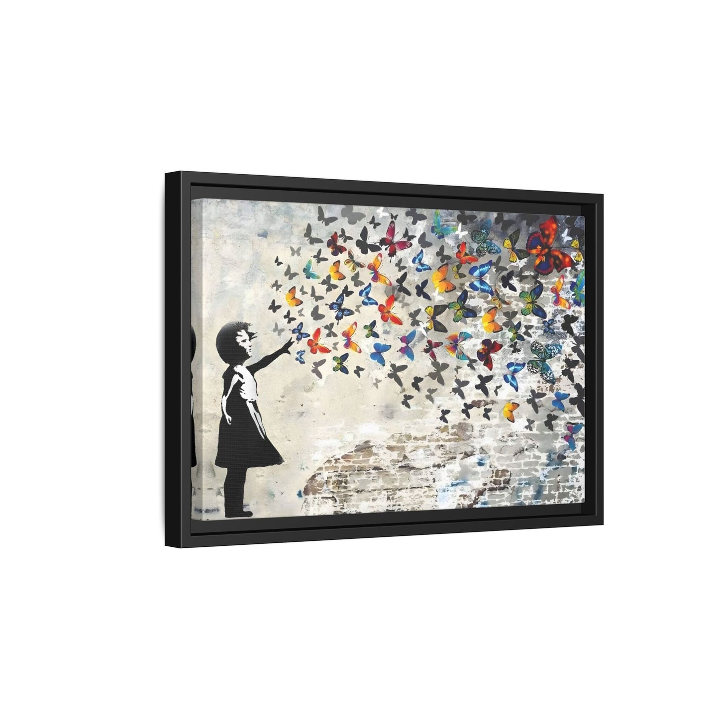 Large Framed Banksy Butterfly Girl Canvas Wall Art Prints