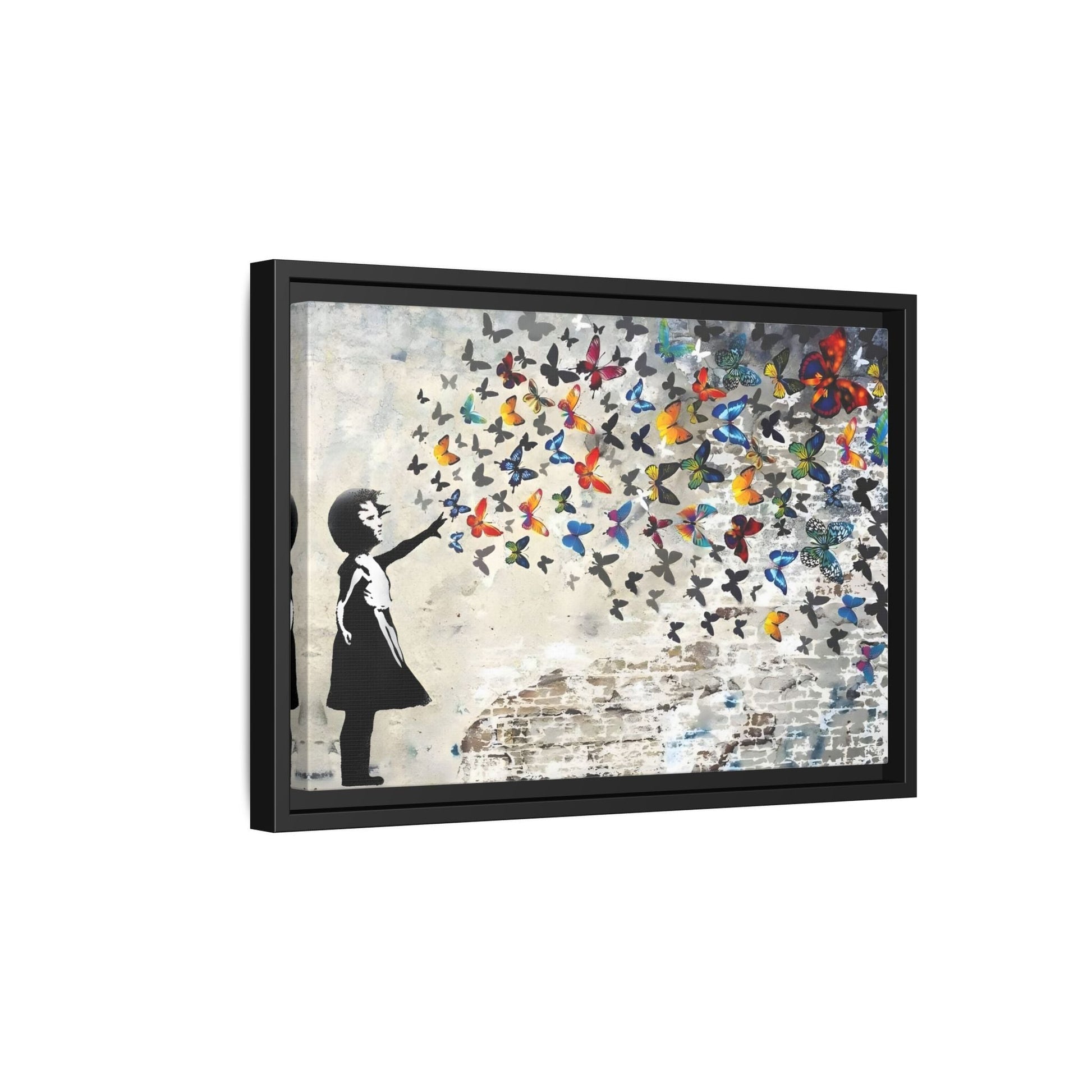 Large Framed Banksy Butterfly Girl Canvas Wall Art Prints