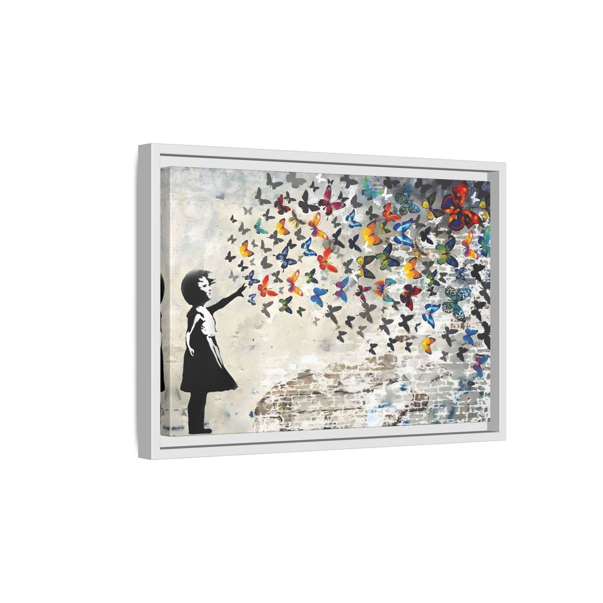 Large Framed Banksy Butterfly Girl Canvas Wall Art Prints