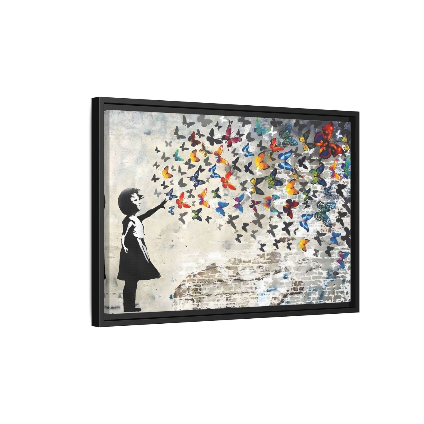 Large Framed Banksy Butterfly Girl Canvas Wall Art Prints
