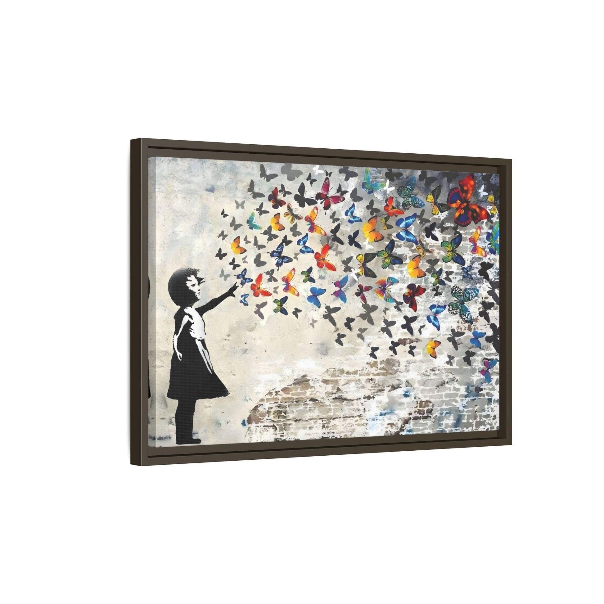 Large Framed Banksy Butterfly Girl Canvas Wall Art Prints