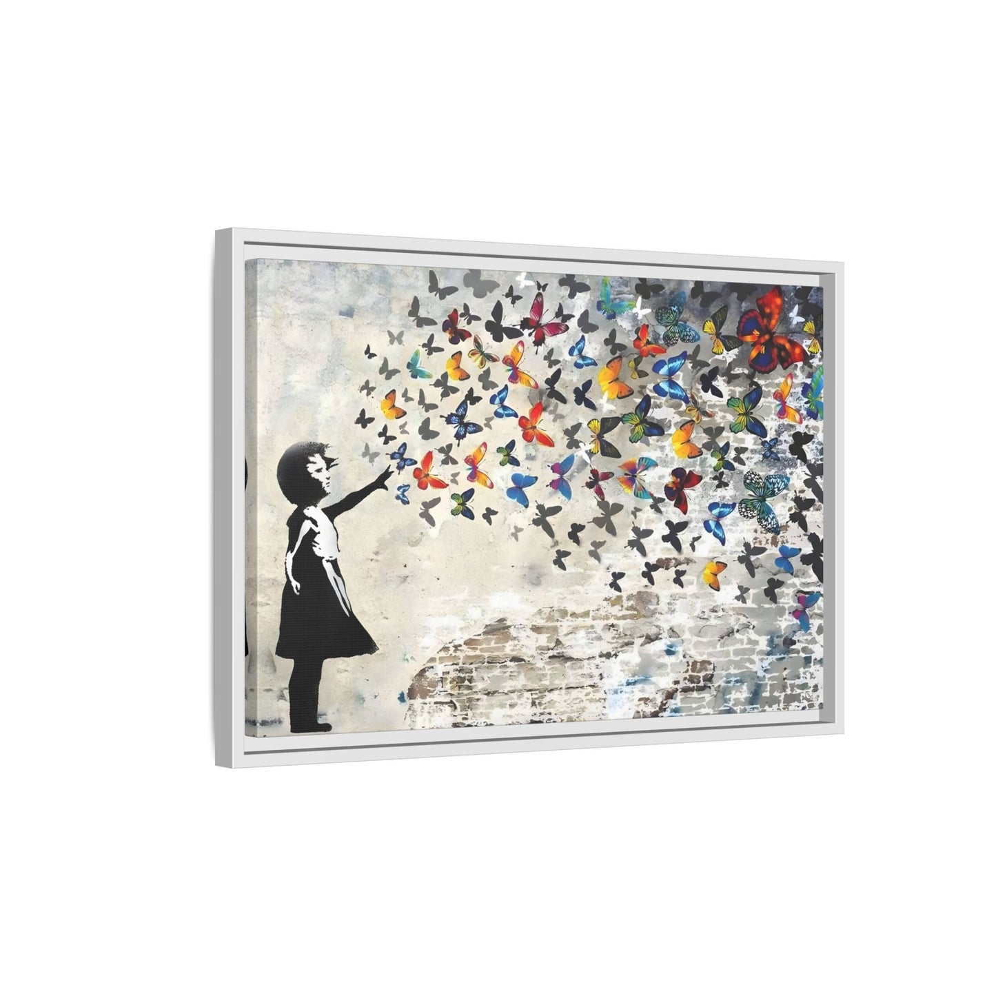 Large Framed Banksy Butterfly Girl Canvas Wall Art Prints
