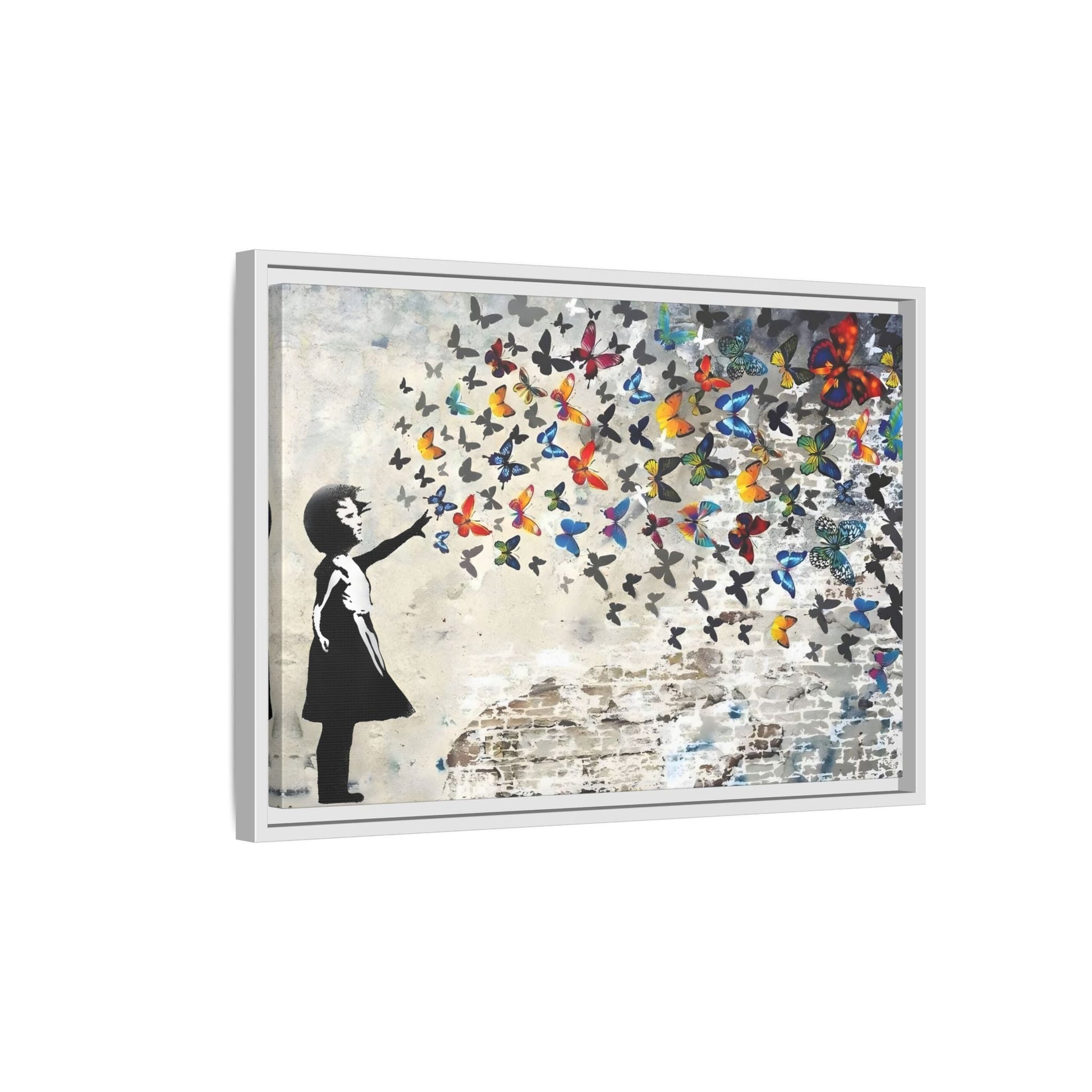 Large Framed Banksy Butterfly Girl Canvas Wall Art Prints