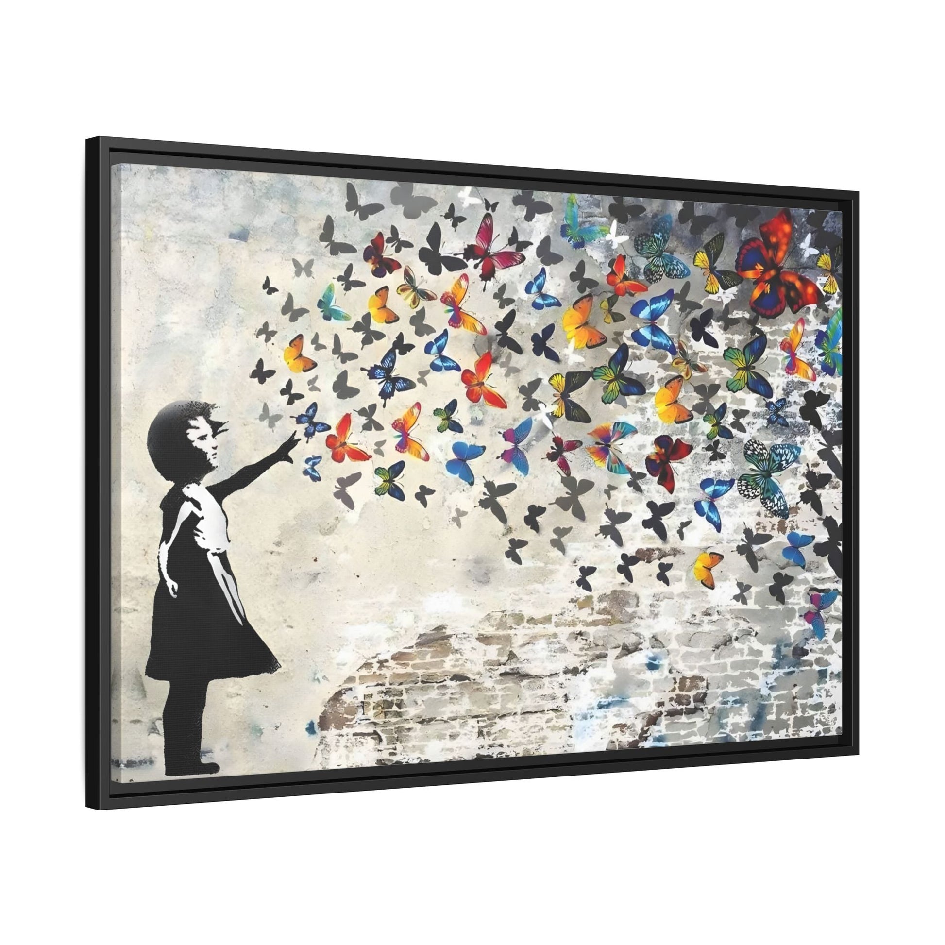 Large Framed Banksy Butterfly Girl Canvas Wall Art Prints