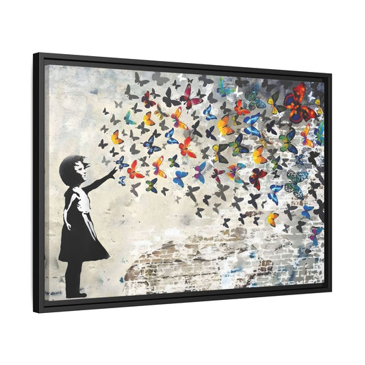 Large Framed Banksy Butterfly Girl Canvas Wall Art Prints