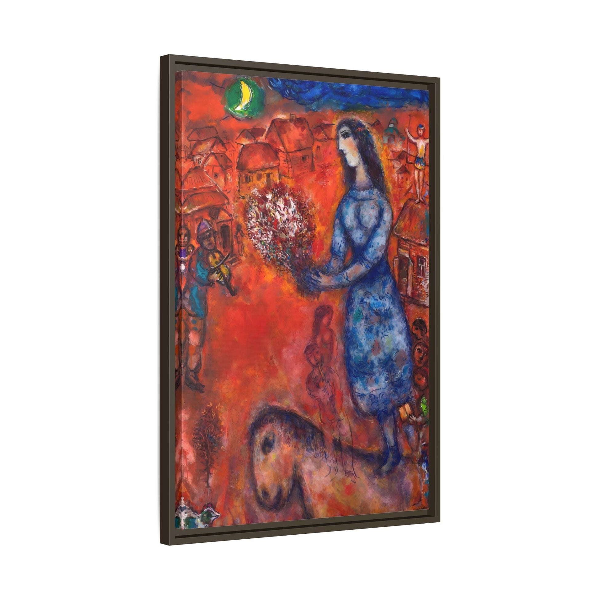Large Framed Bride with Bouquet Canvas Chagall Wall Art Print