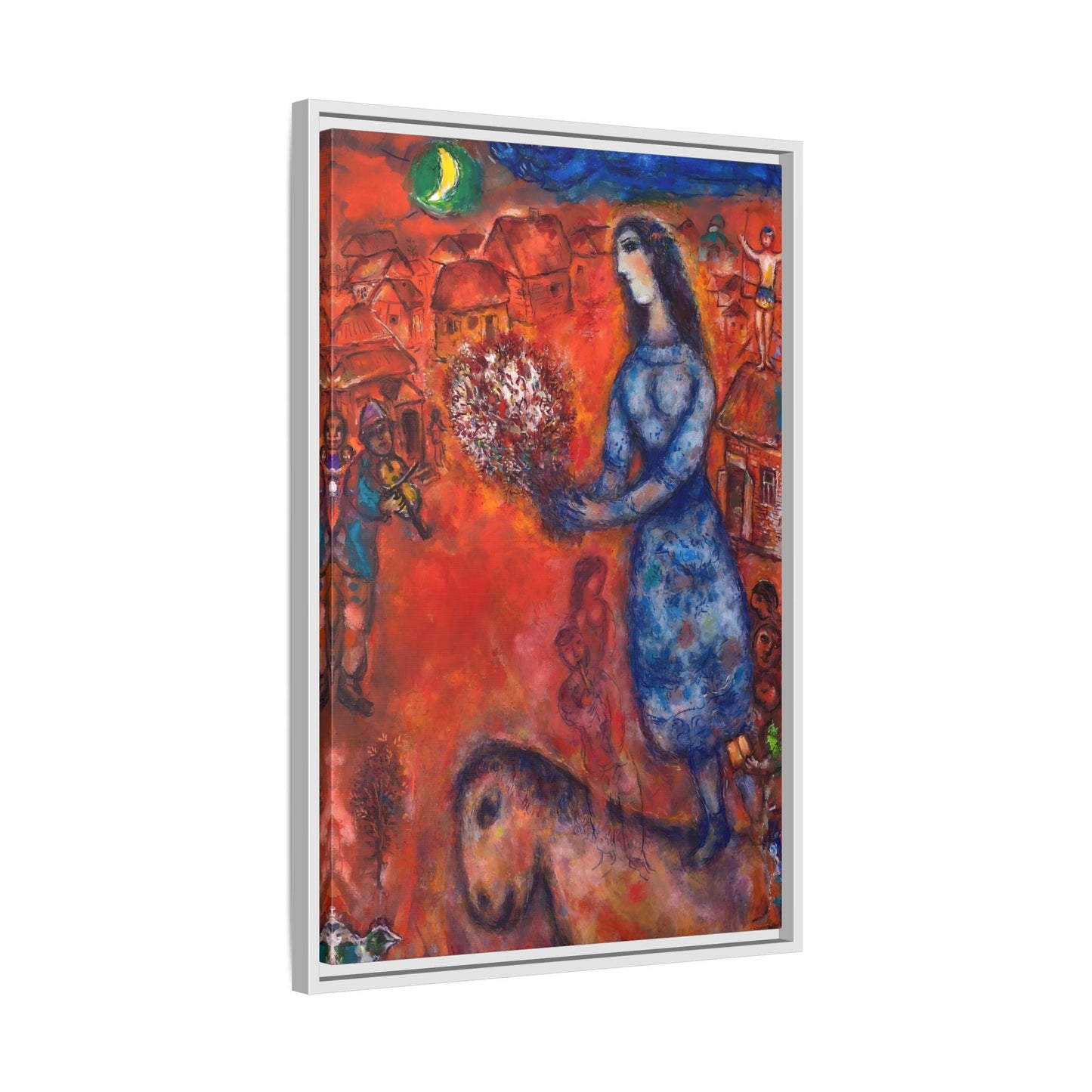 Large Framed Bride with Bouquet Canvas Chagall Wall Art Print