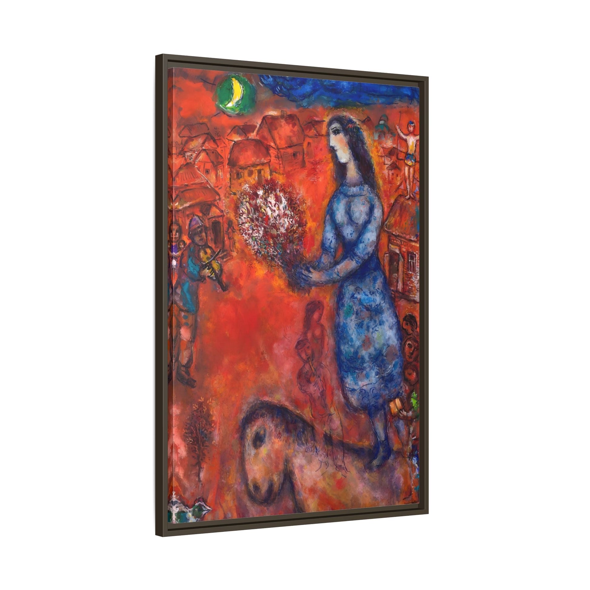 Large Framed Bride with Bouquet Canvas Chagall Wall Art Print