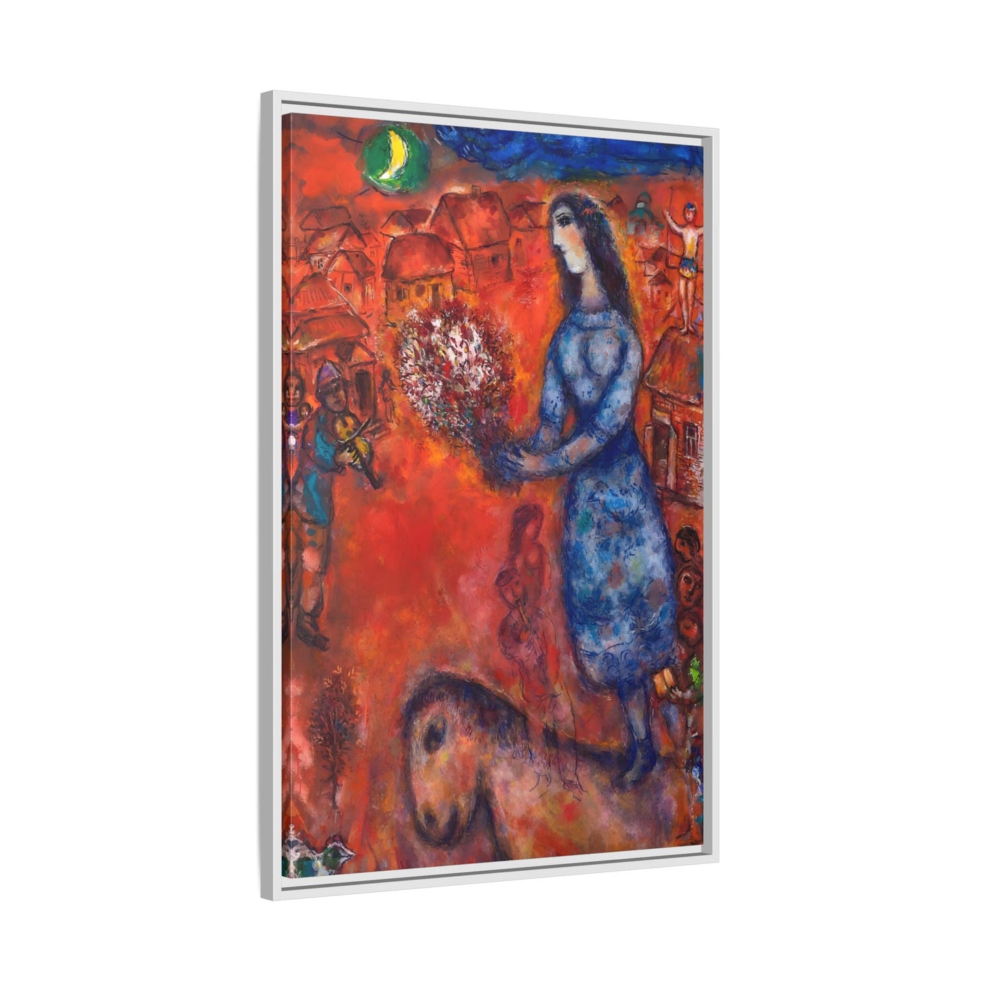 Large Framed Bride with Bouquet Canvas Chagall Wall Art Print