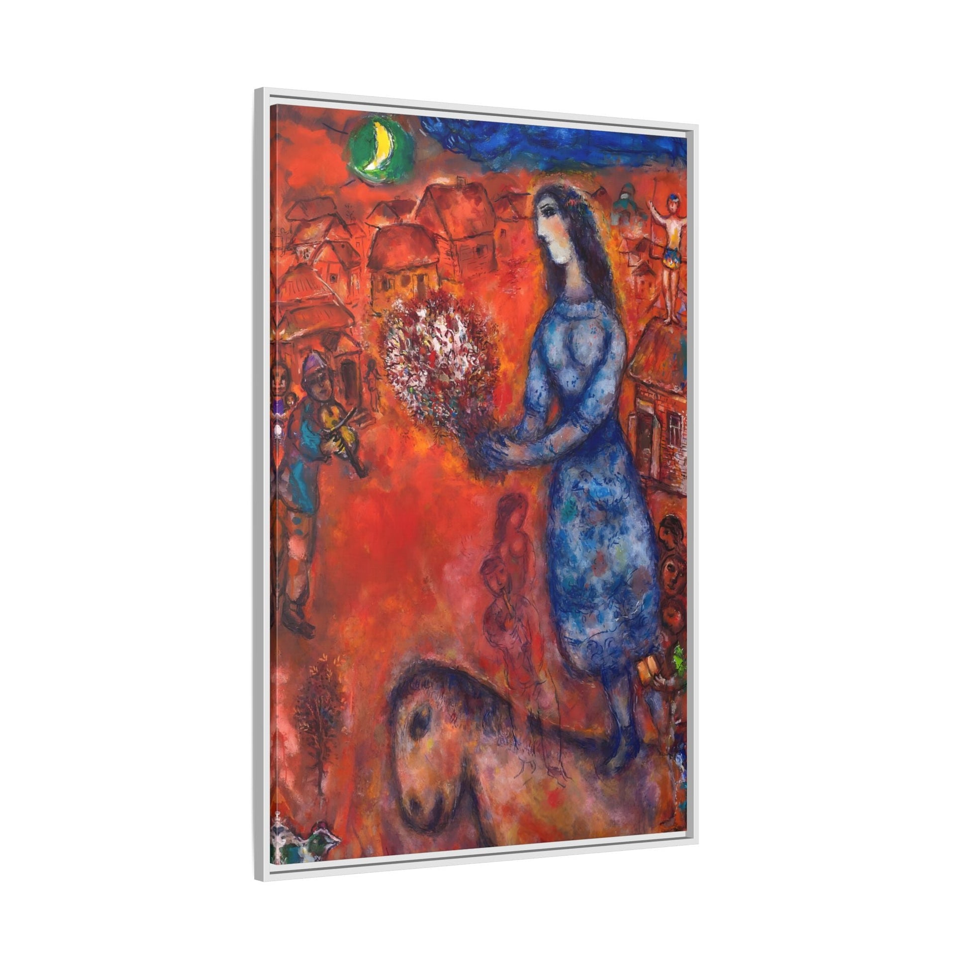 Large Framed Bride with Bouquet Canvas Chagall Wall Art Print
