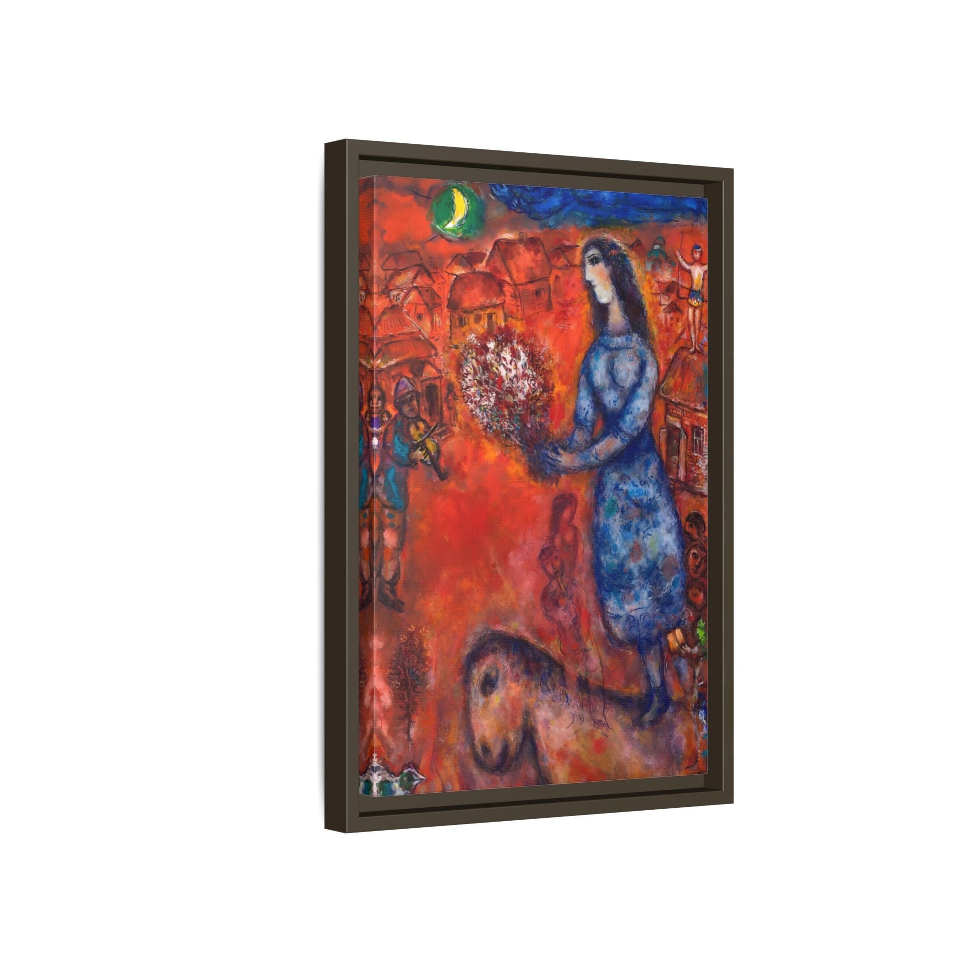 Large Framed Bride with Bouquet Canvas Chagall Wall Art Print