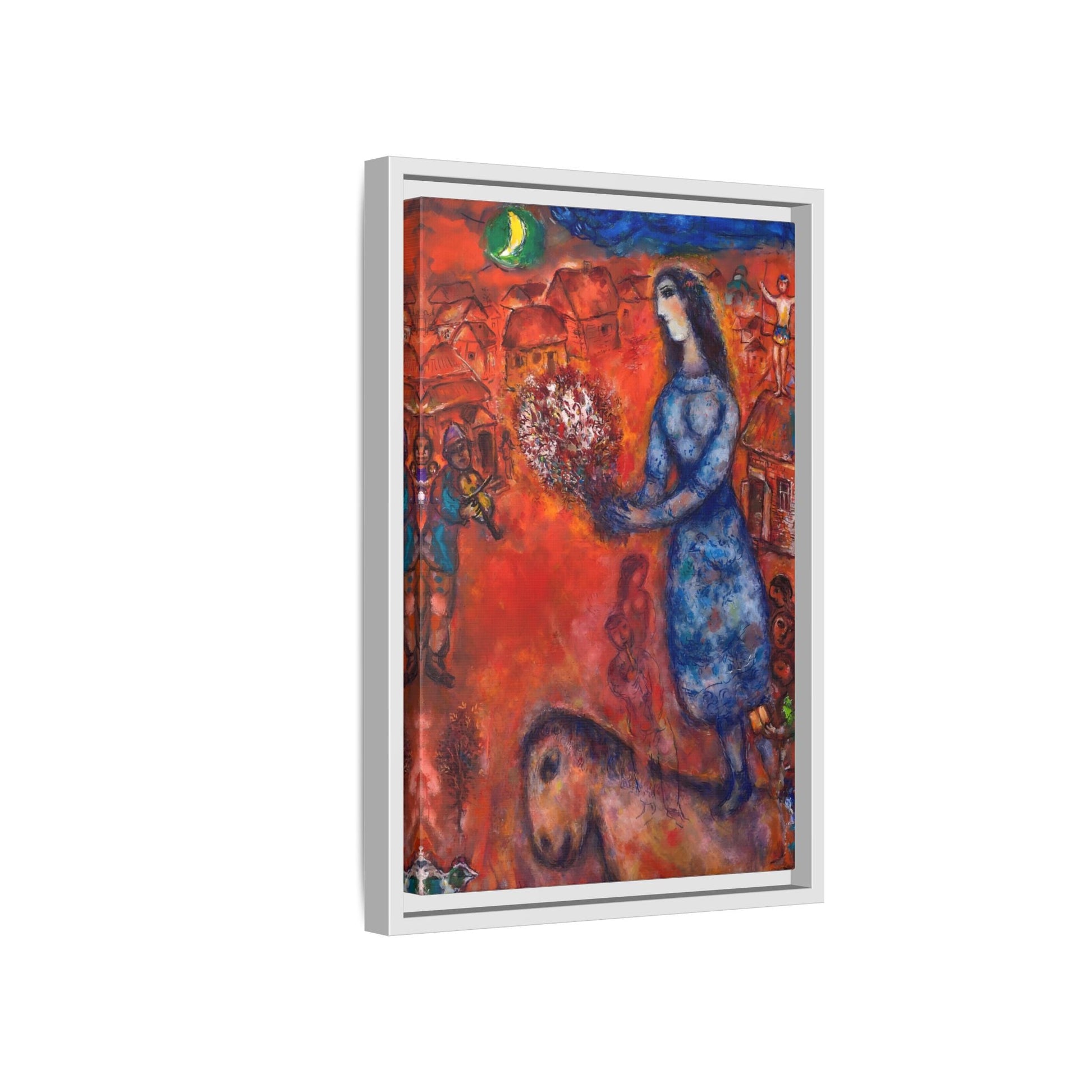 Large Framed Bride with Bouquet Canvas Chagall Wall Art Print