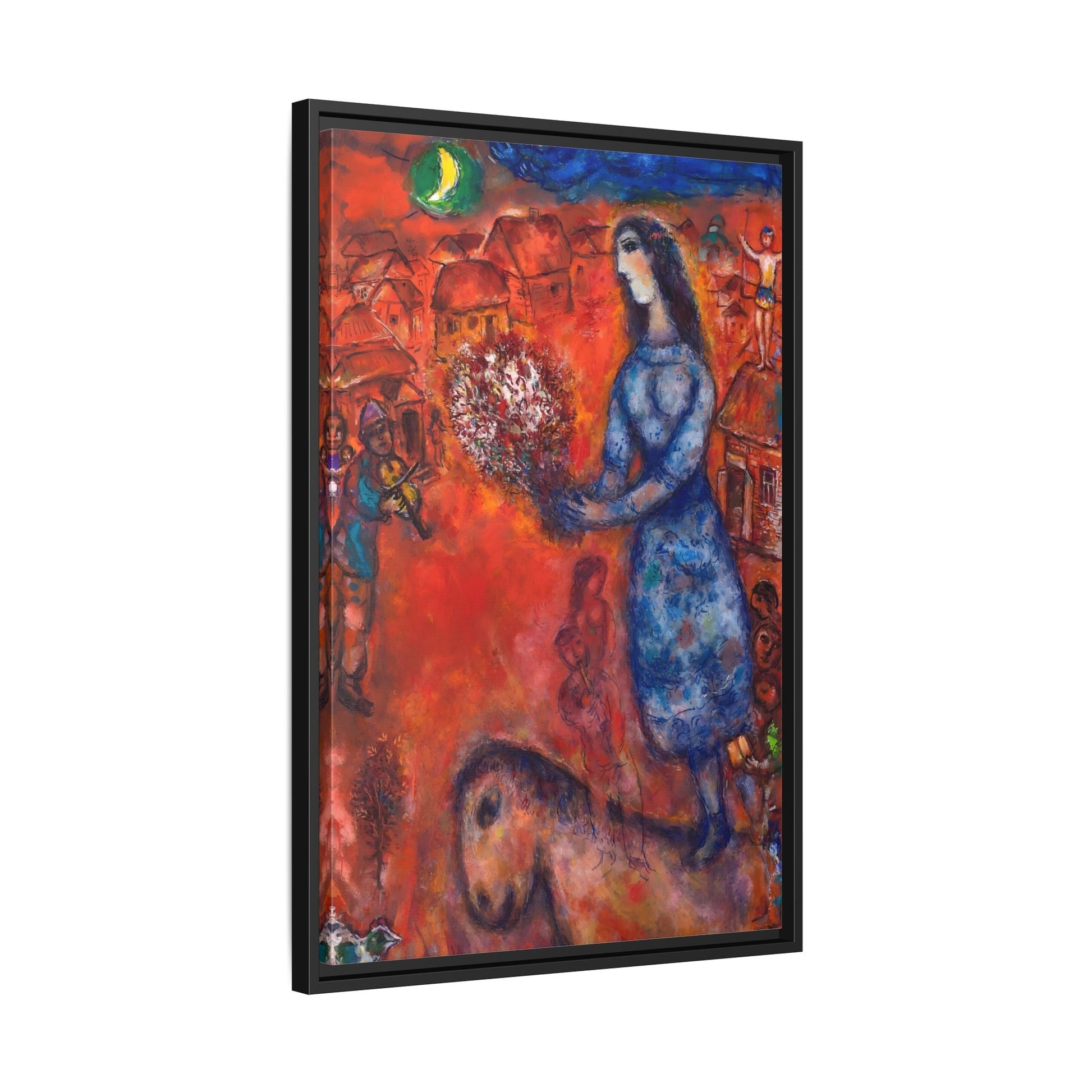 Large Framed Bride with Bouquet Canvas Chagall Wall Art Print