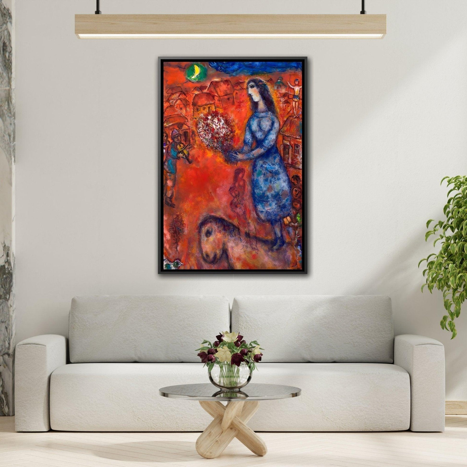 Large Framed Bride with Bouquet Canvas Chagall Wall Art Print