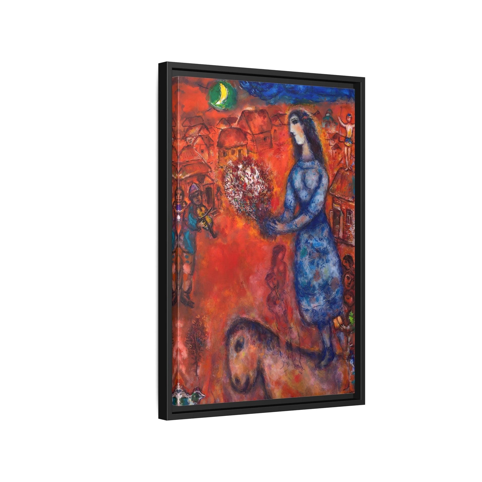Large Framed Bride with Bouquet Canvas Chagall Wall Art Print