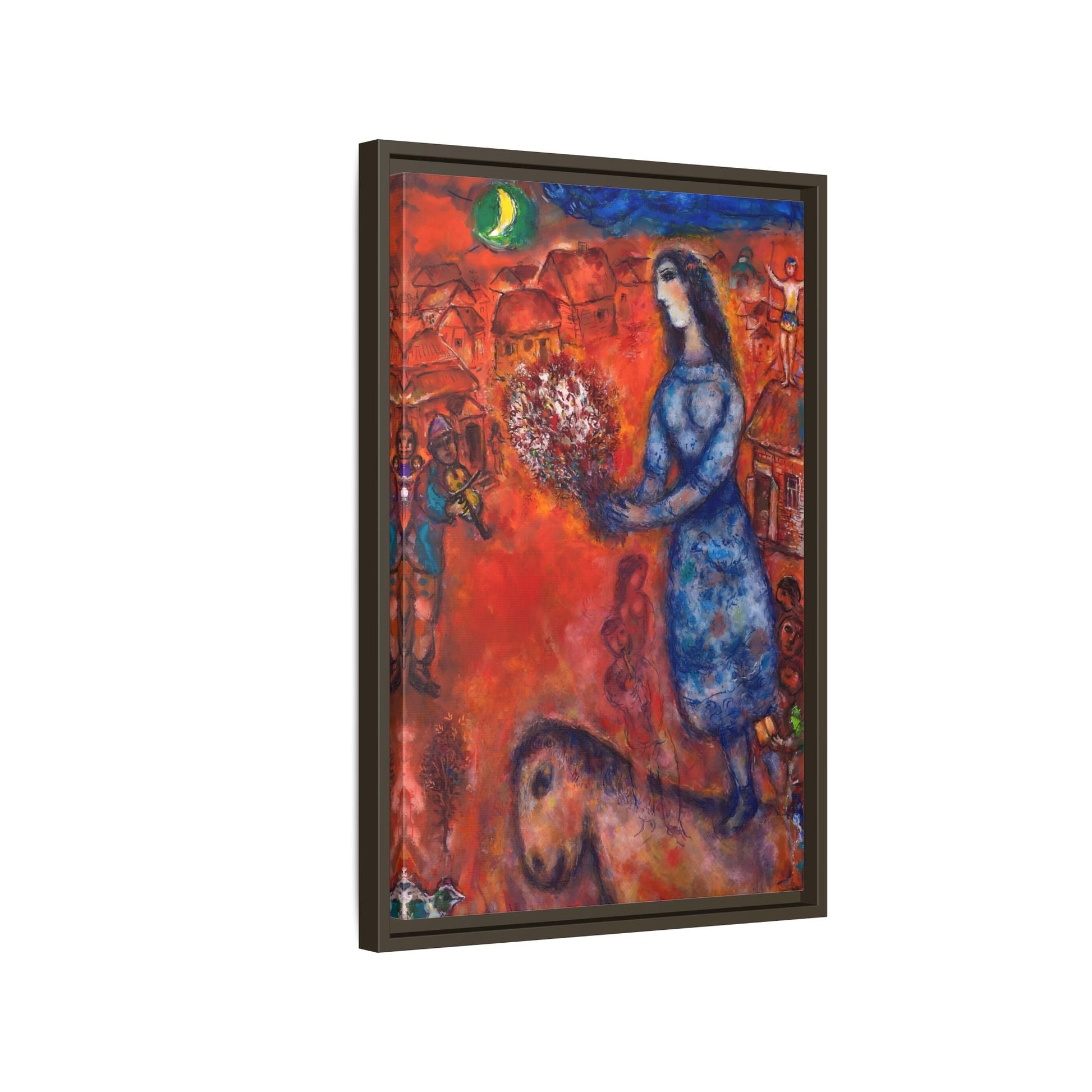 Large Framed Bride with Bouquet Canvas Chagall Wall Art Print