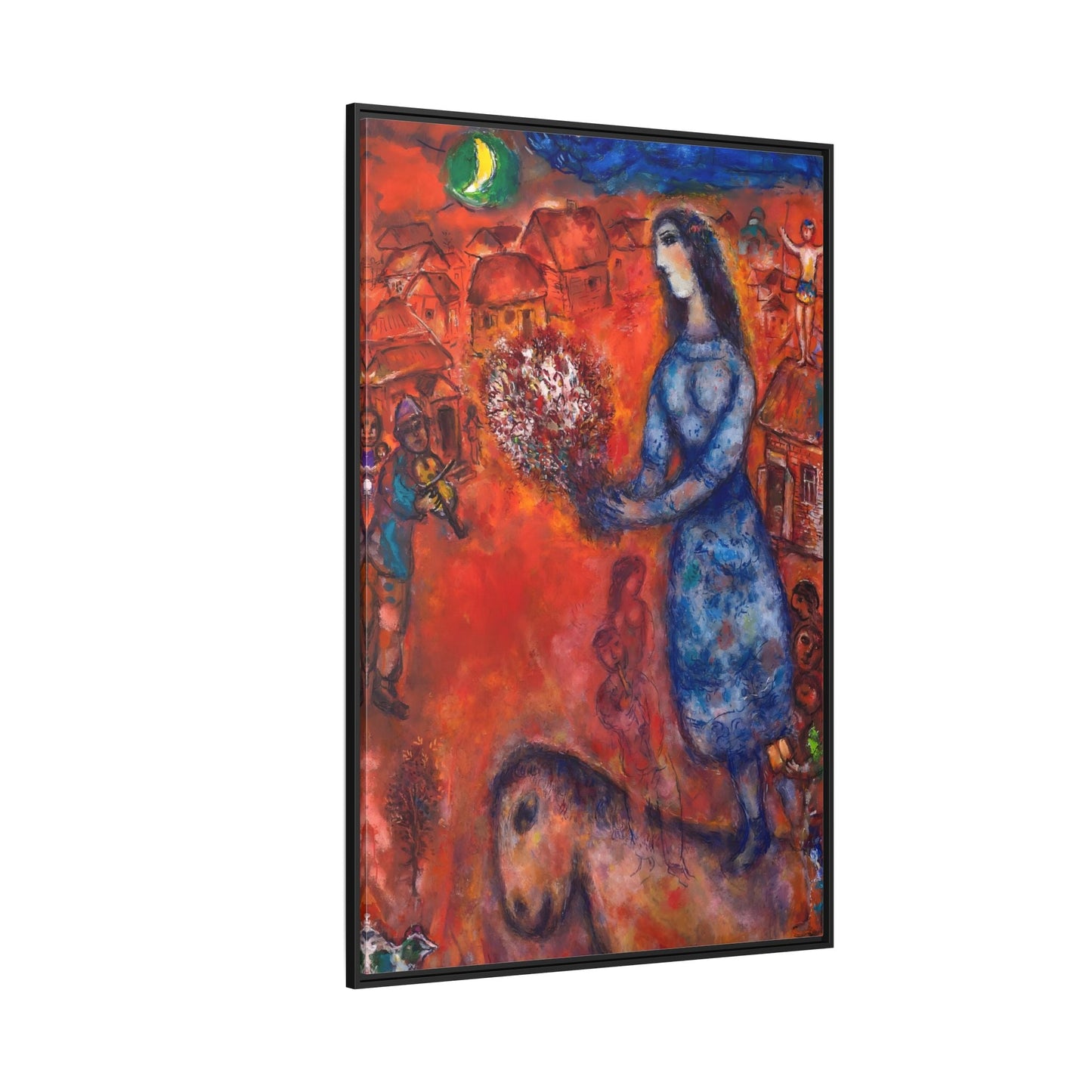 Large Framed Bride with Bouquet Canvas Chagall Wall Art Print