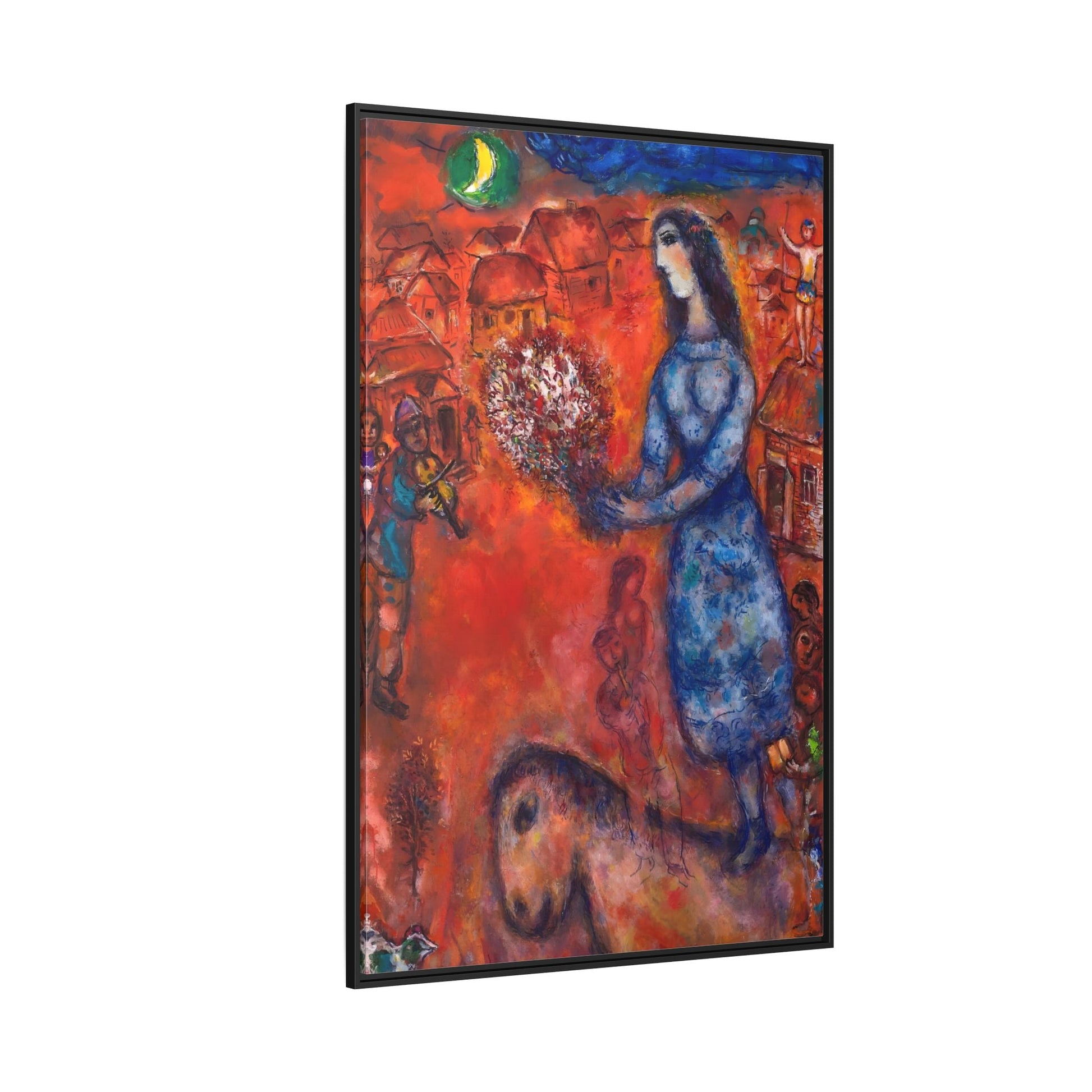 Large Framed Bride with Bouquet Canvas Chagall Wall Art Print