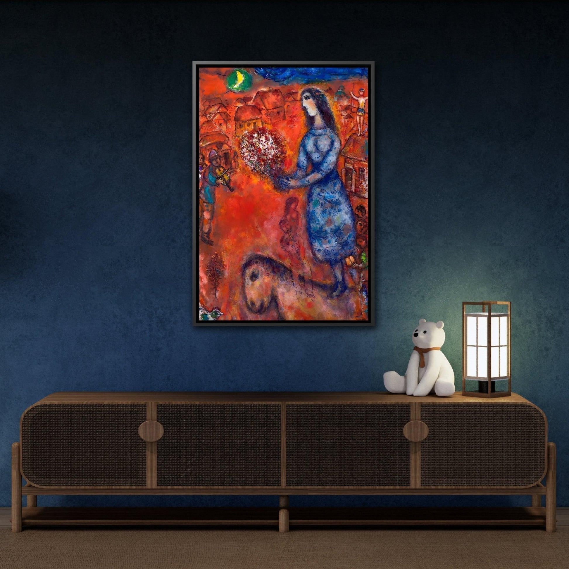 Large Framed Bride with Bouquet Canvas Chagall Wall Art Print