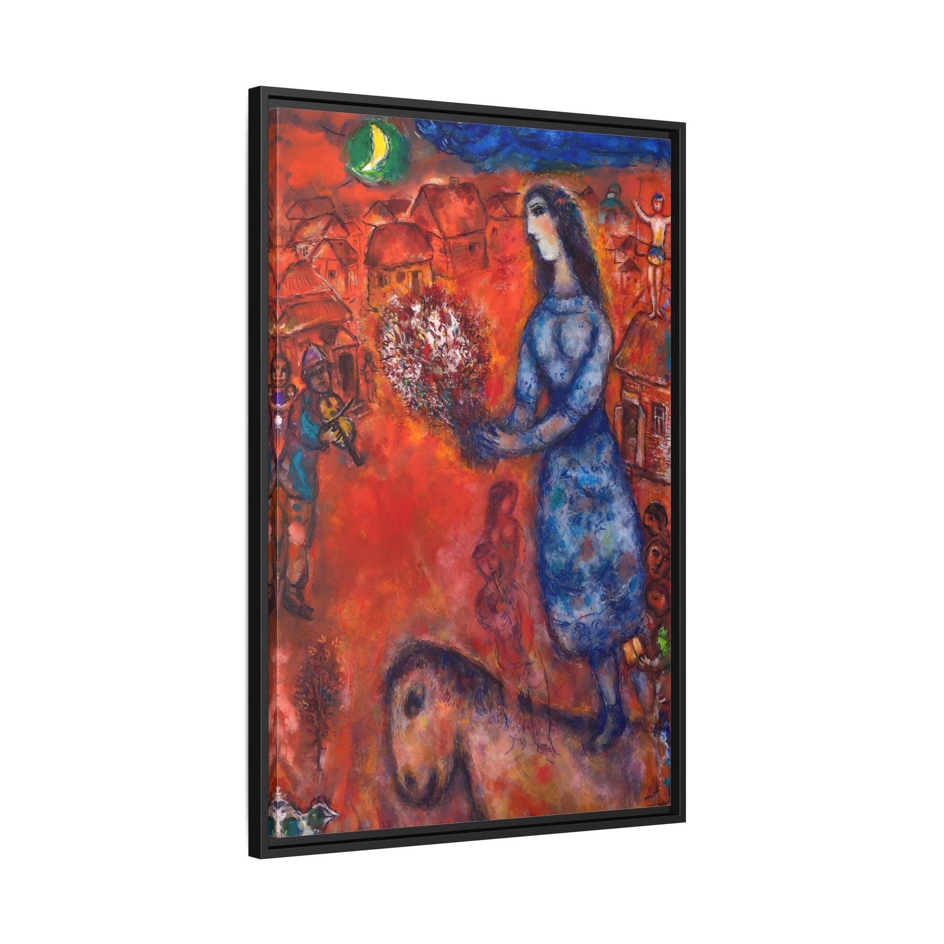 Large Framed Bride with Bouquet Canvas Chagall Wall Art Print