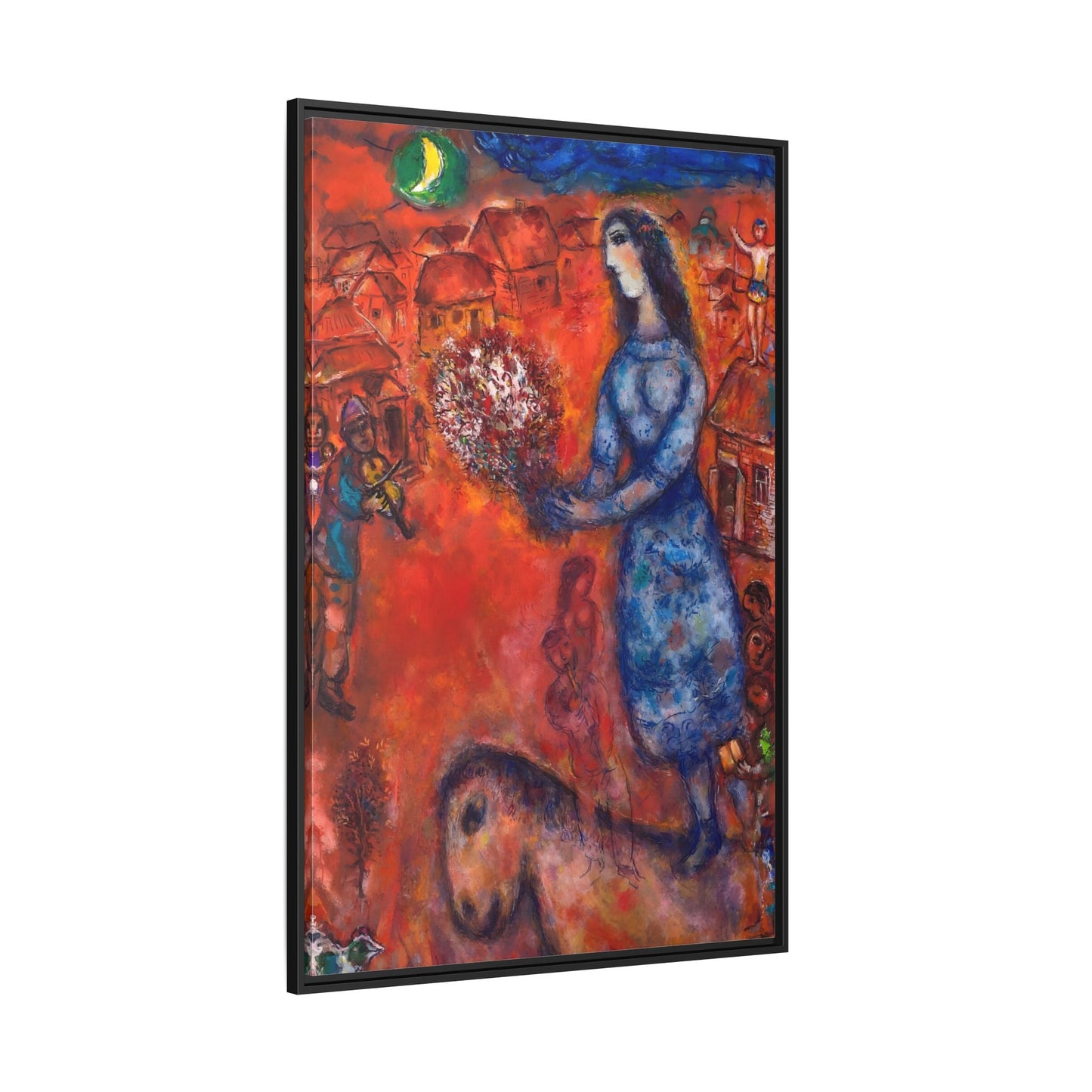 Large Framed Bride with Bouquet Canvas Chagall Wall Art Print