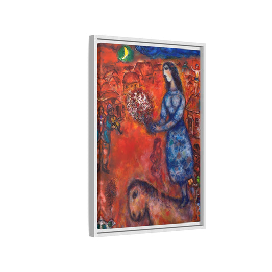 Large Framed Bride with Bouquet Canvas Chagall Wall Art Print