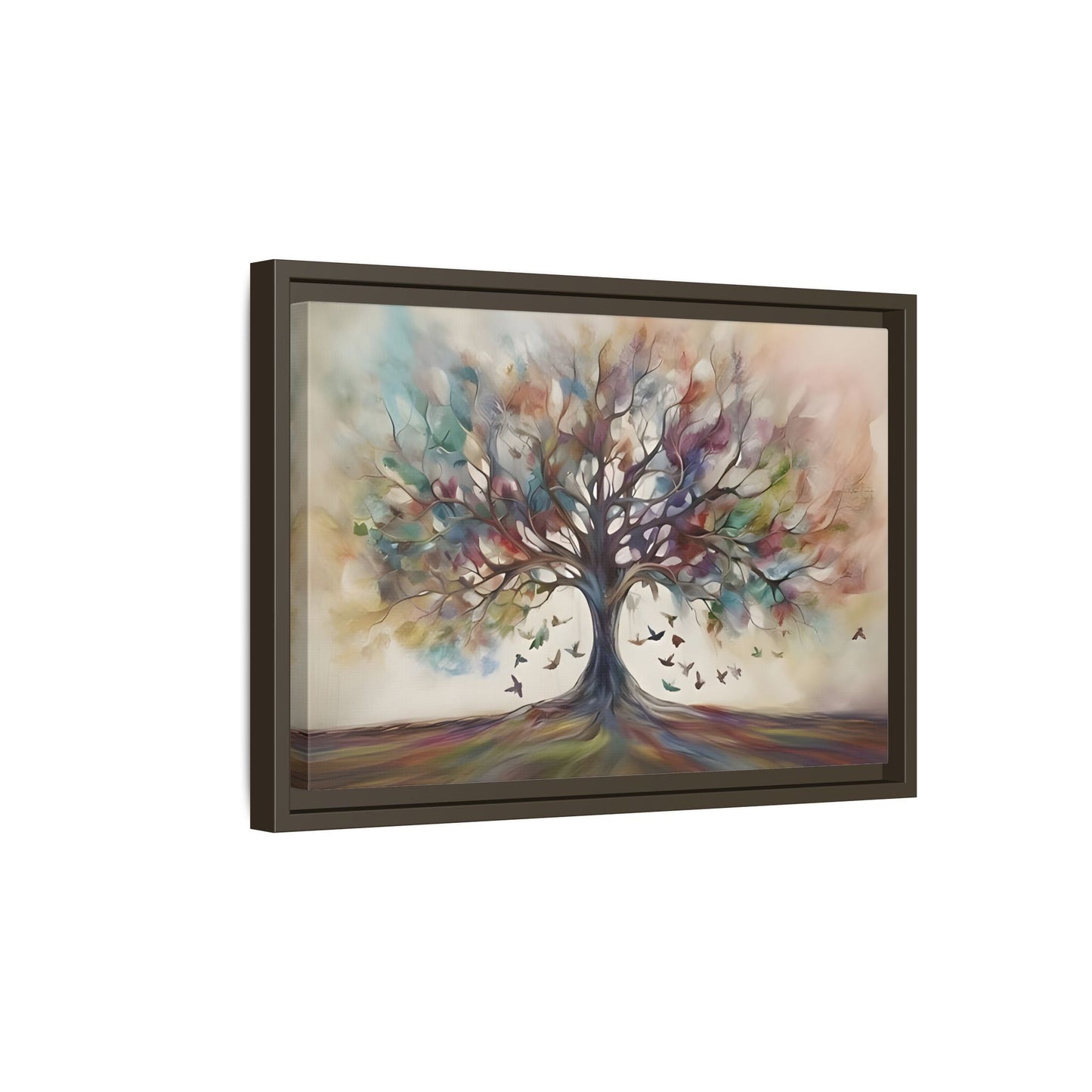 Large Framed Canvas Wall Art Print, Tree of Life Colorful Abstract Decor