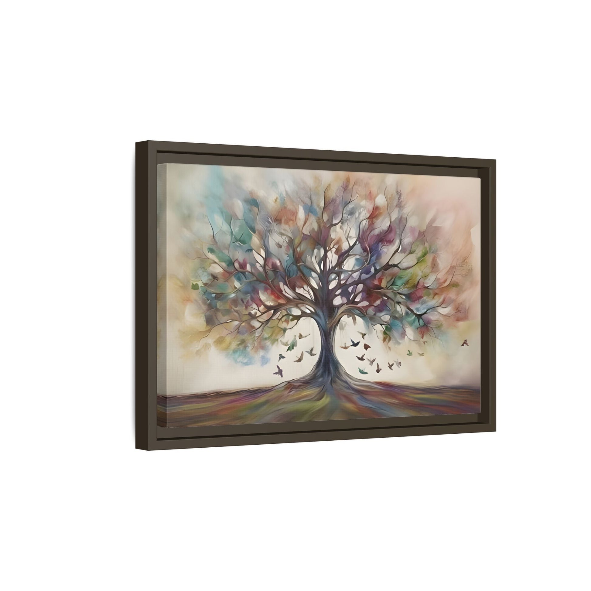 Large Framed Canvas Wall Art Print, Tree of Life Colorful Abstract Decor