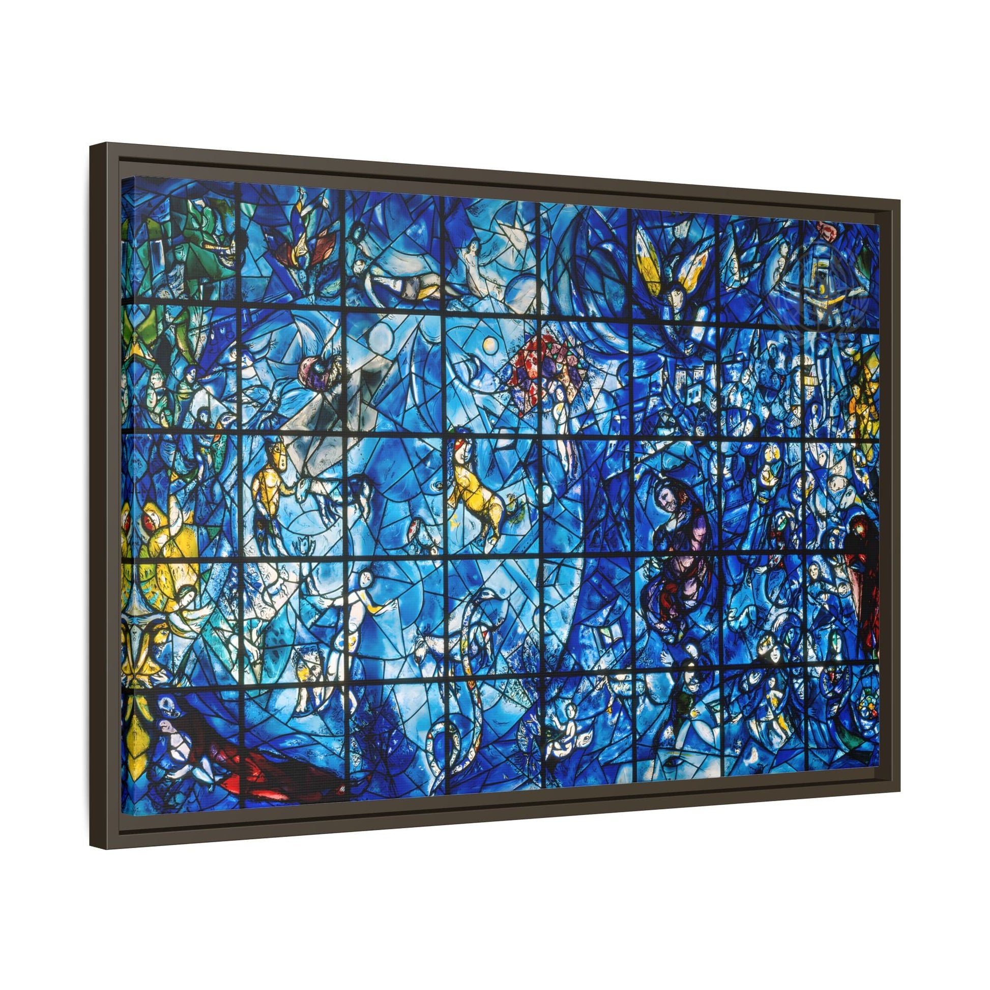 Large Framed Colorful Blue Canvas Chagall Wall Art Print