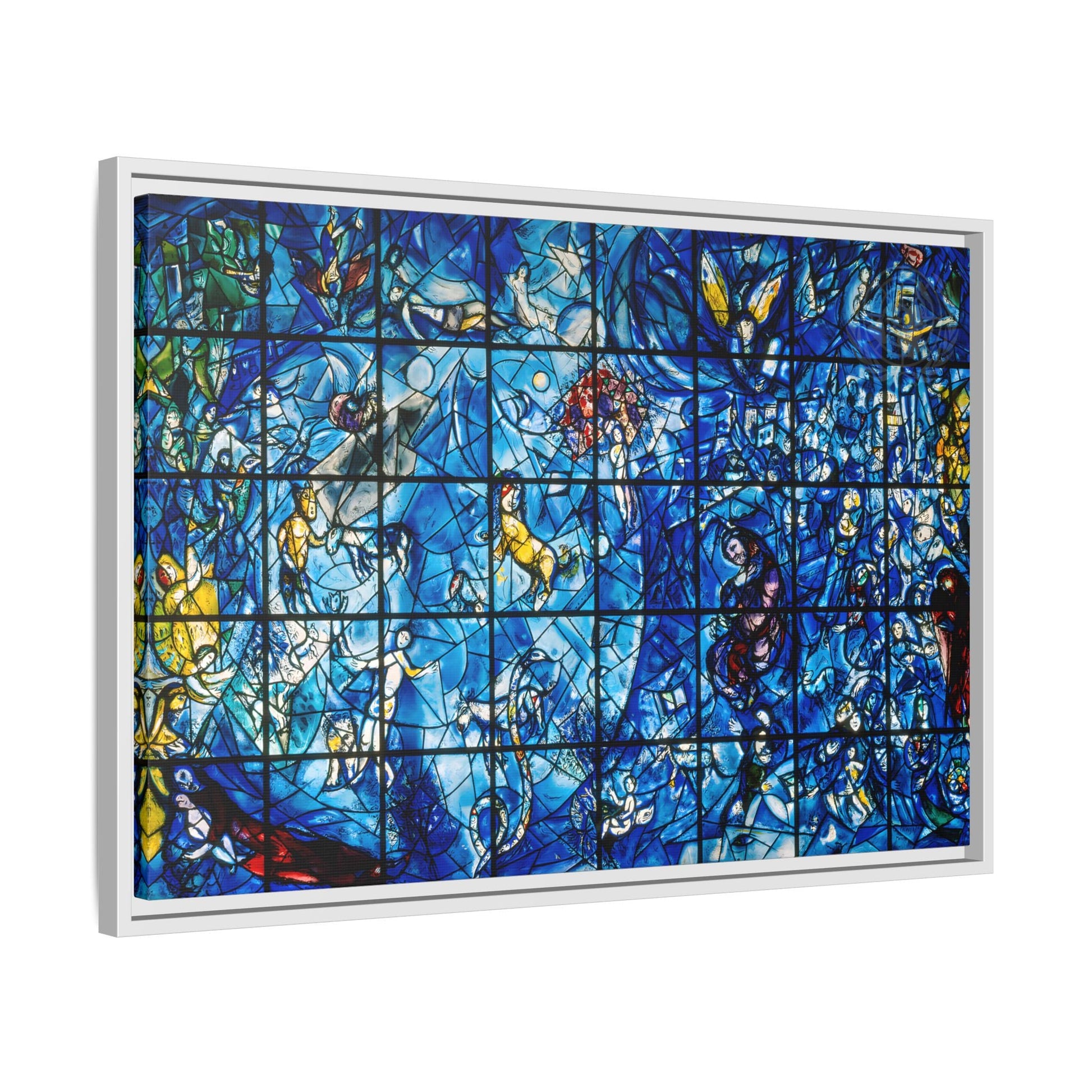 Large Framed Colorful Blue Canvas Chagall Wall Art Print