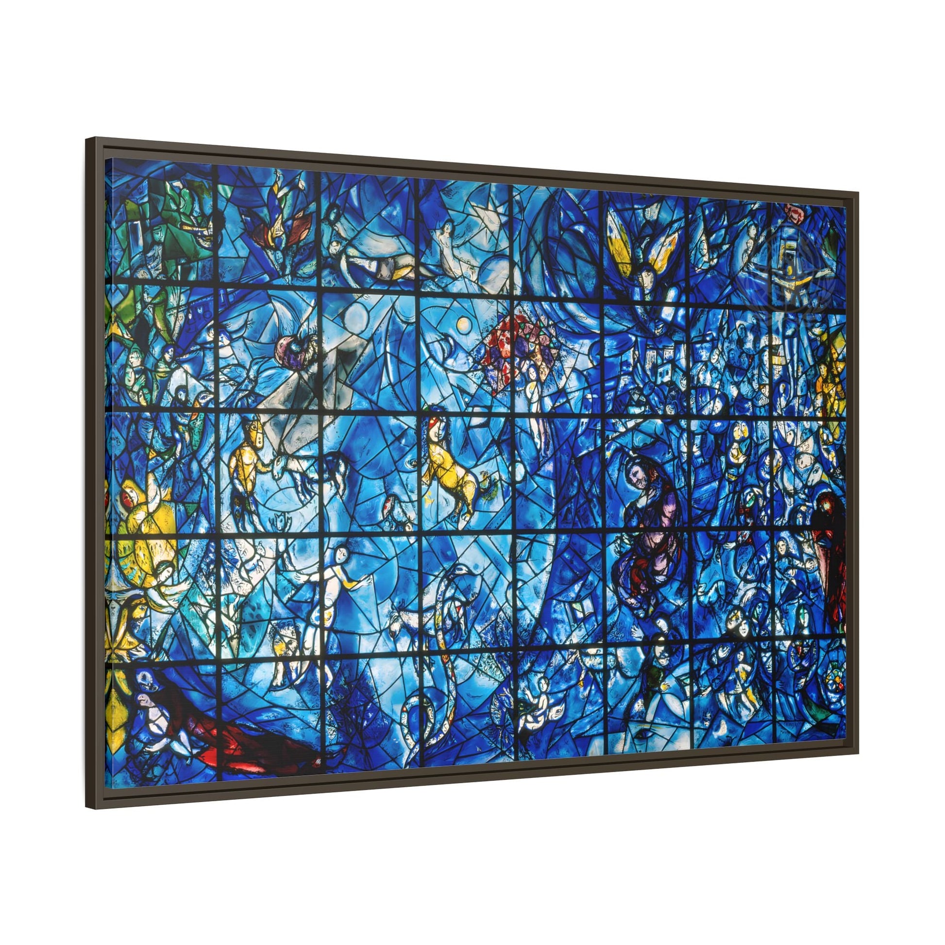 Large Framed Colorful Blue Canvas Chagall Wall Art Print