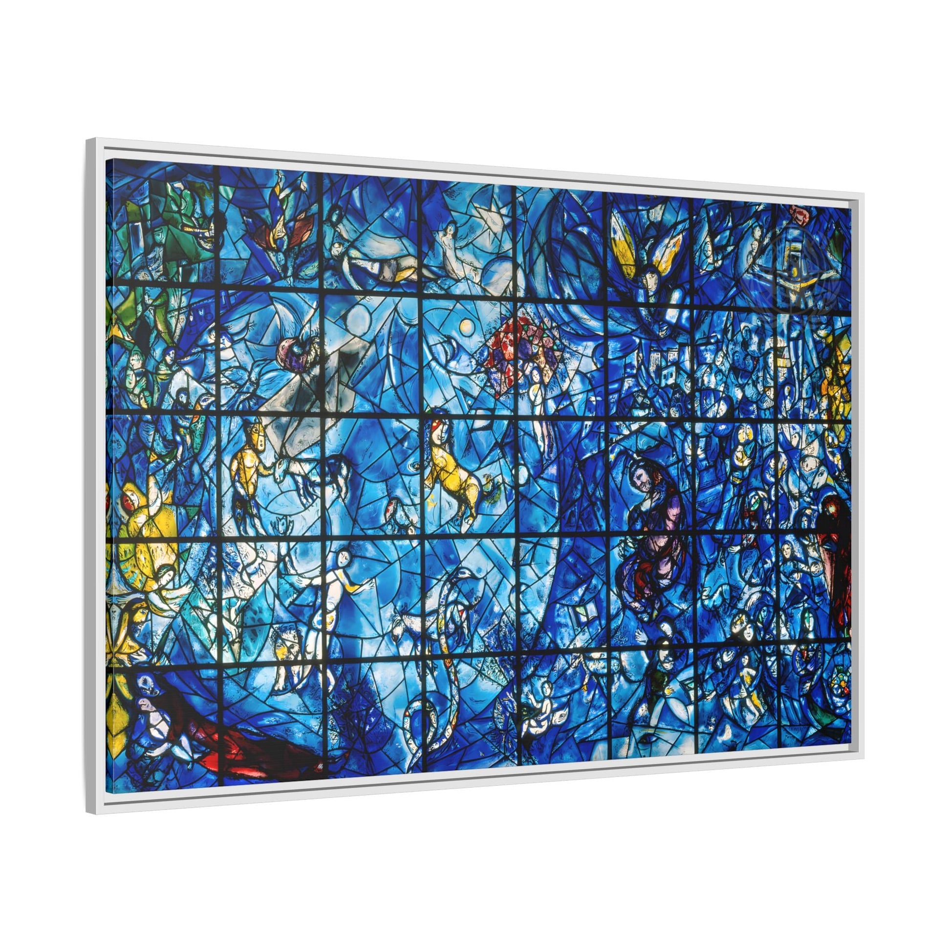 Large Framed Colorful Blue Canvas Chagall Wall Art Print