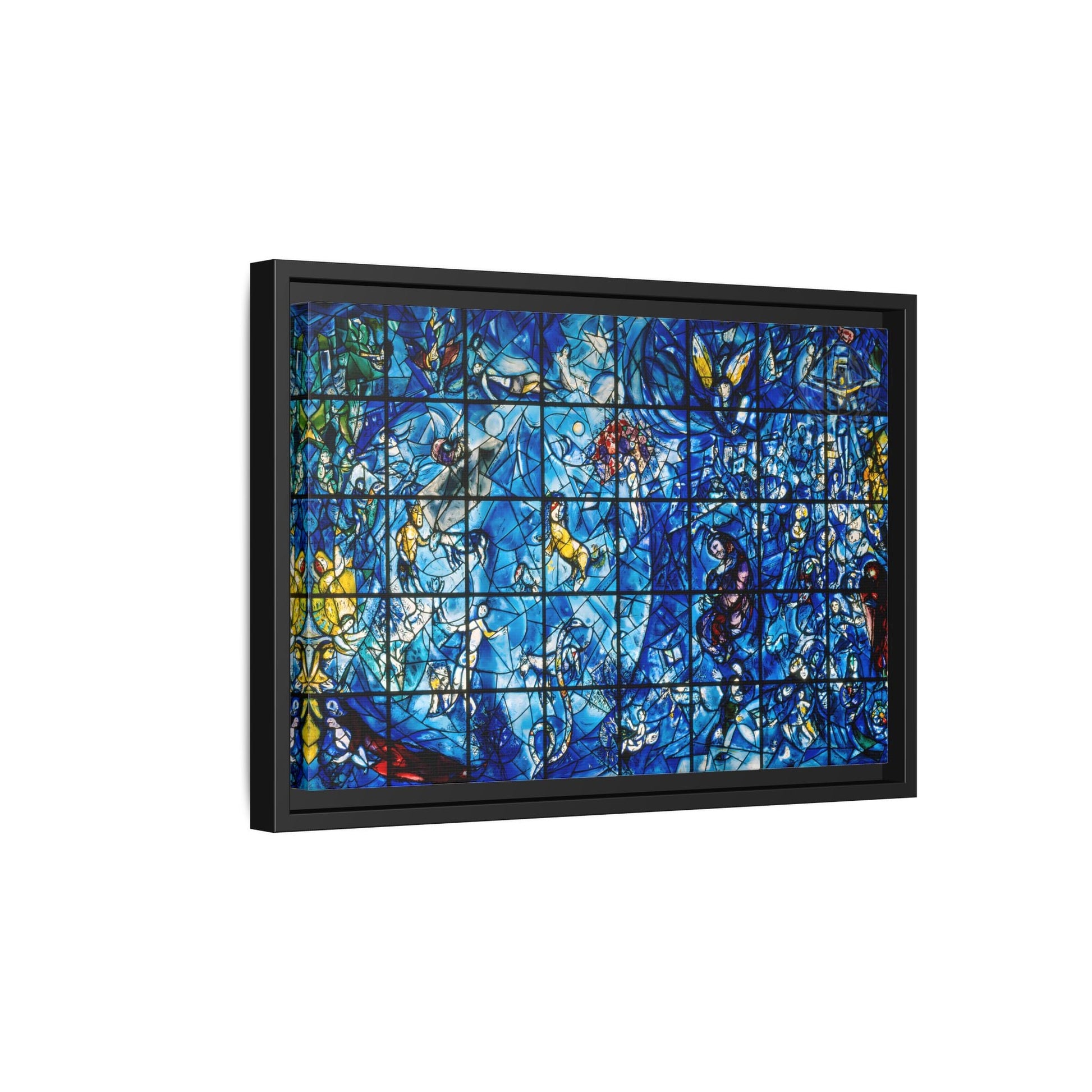 Large Framed Colorful Blue Canvas Chagall Wall Art Print