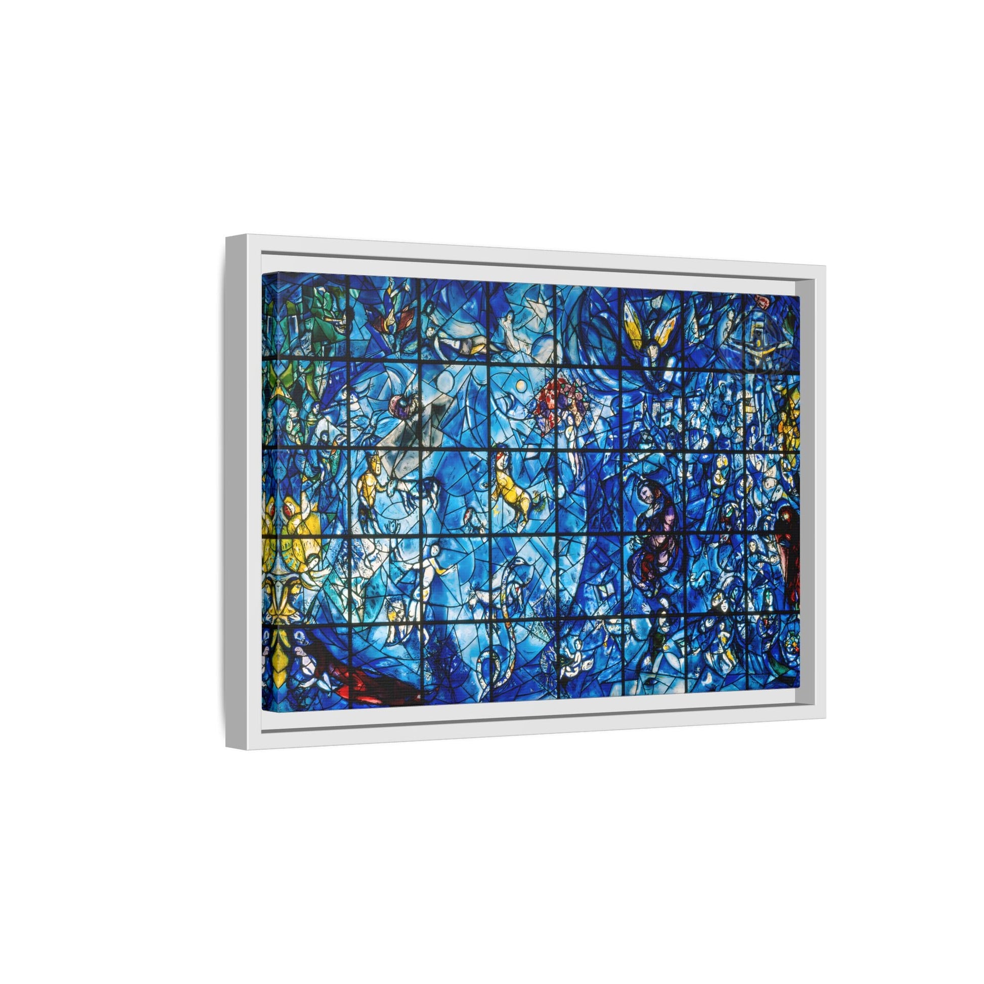 Large Framed Colorful Blue Canvas Chagall Wall Art Print
