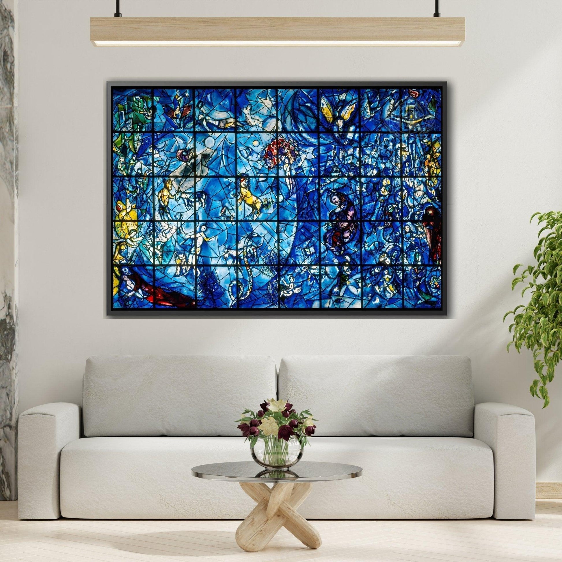 Large Framed Colorful Blue Canvas Chagall Wall Art Print