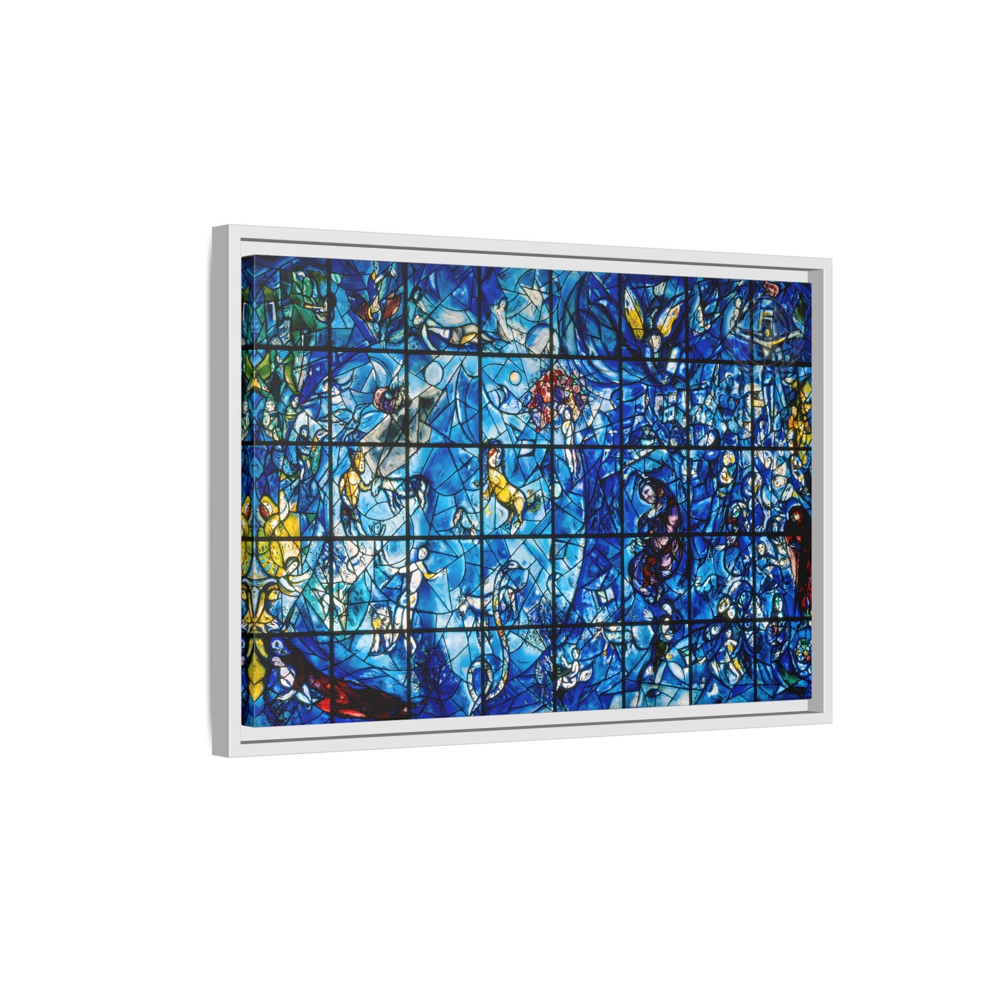 Large Framed Colorful Blue Canvas Chagall Wall Art Print