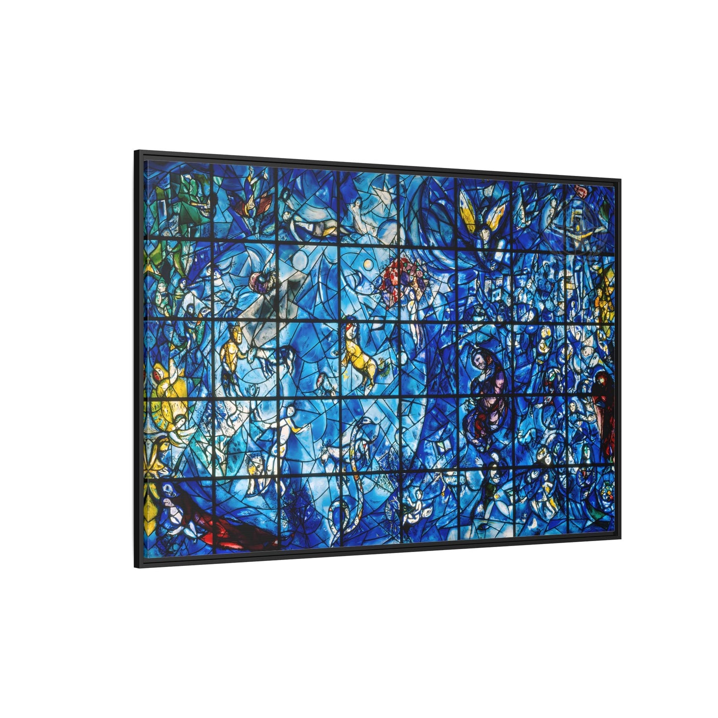 Large Framed Colorful Blue Canvas Chagall Wall Art Print