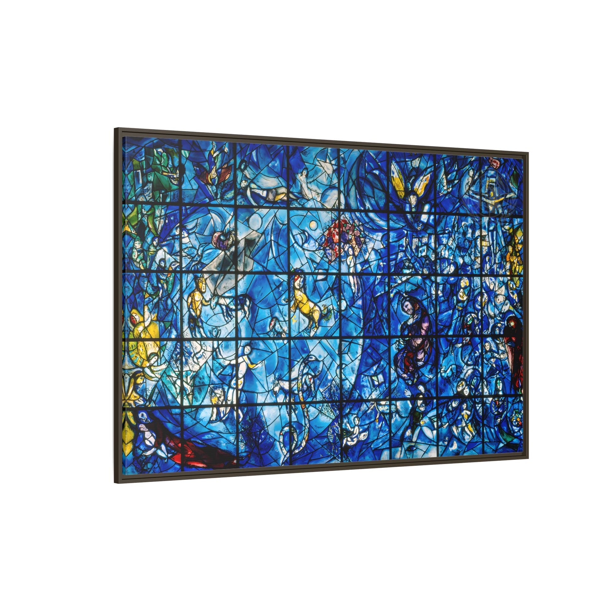 Large Framed Colorful Blue Canvas Chagall Wall Art Print