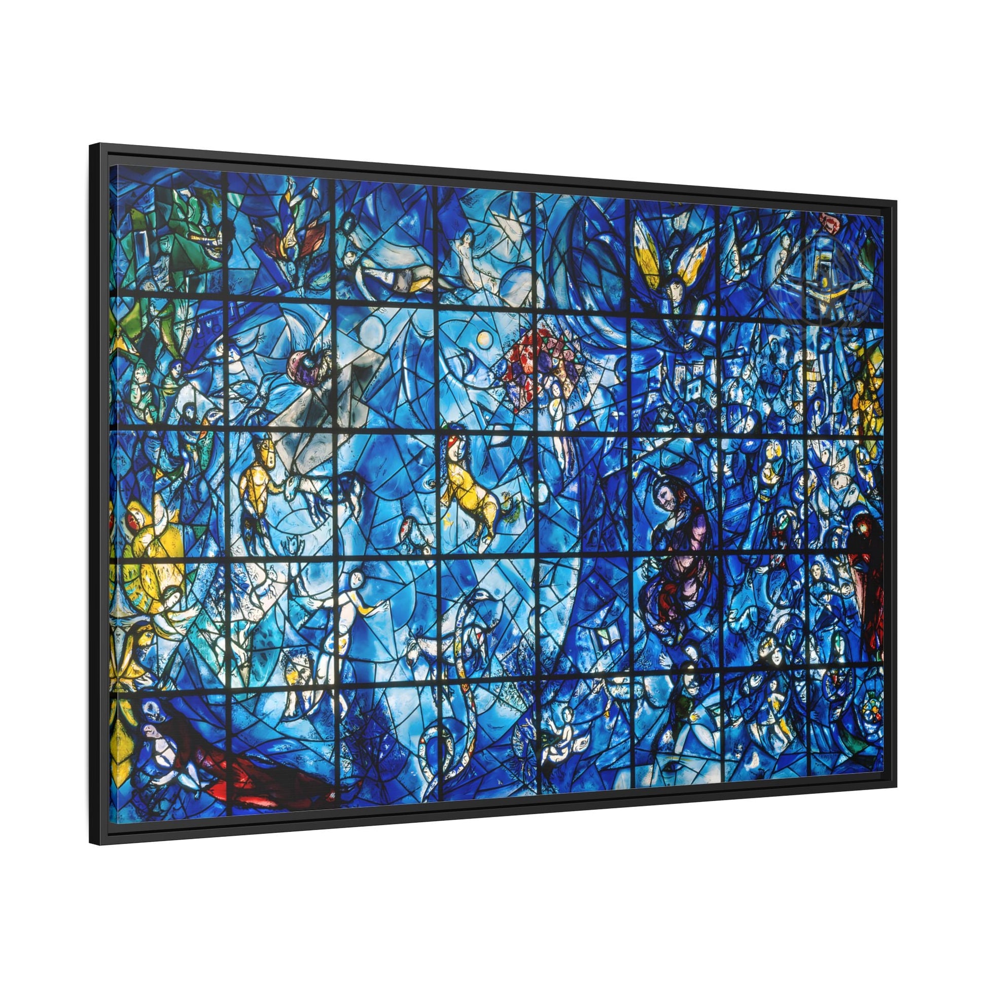Large Framed Colorful Blue Canvas Chagall Wall Art Print