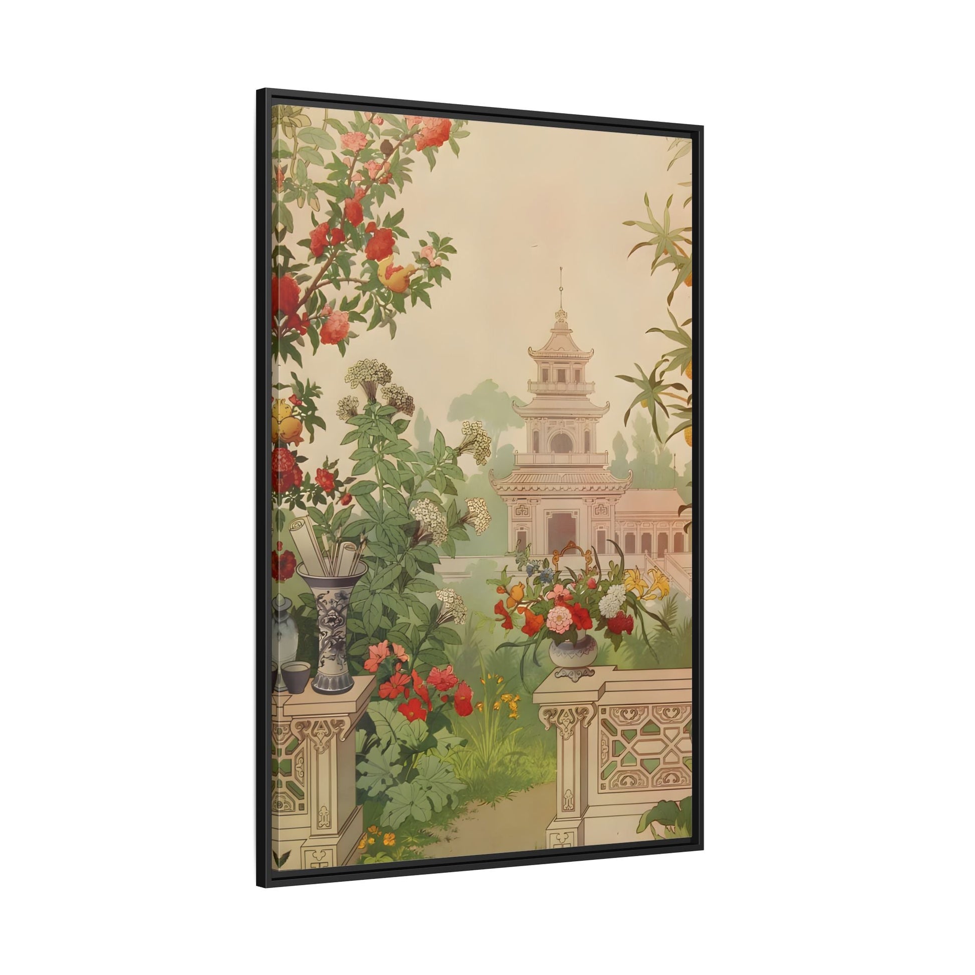 Large Framed Indian Floral Canvas Wall Art Pichwai Vintage Print