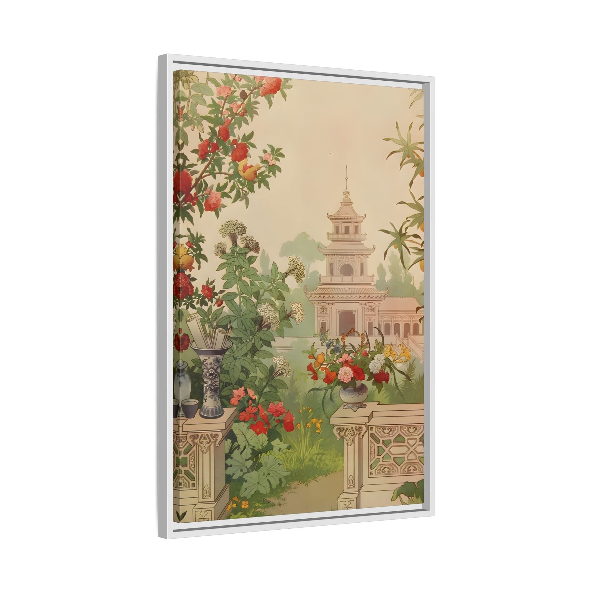 Large Framed Indian Floral Canvas Wall Art Pichwai Vintage Print